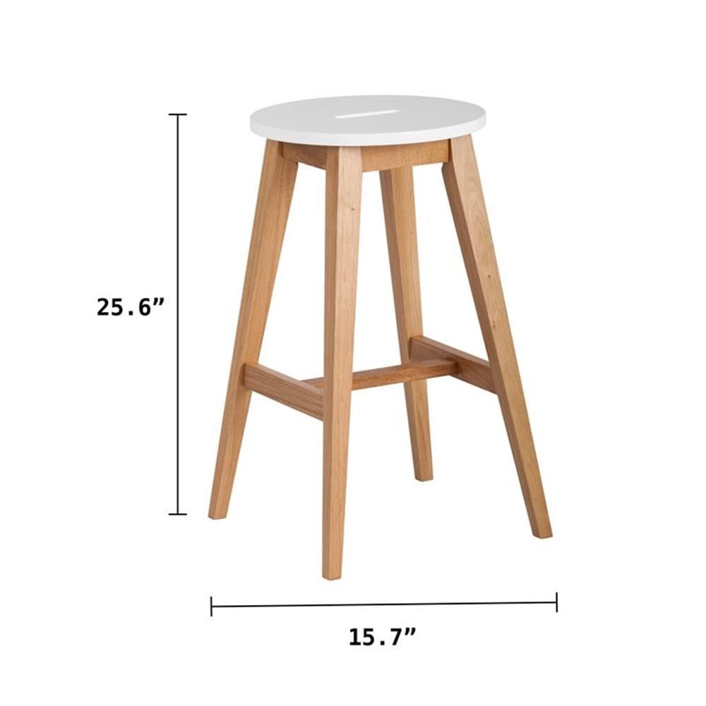 Modern 3-Piece Wood Barstool Set in Oak & White - Home Square - Perfect for Kitchen Islands, Breakfast Bars & Home Decor