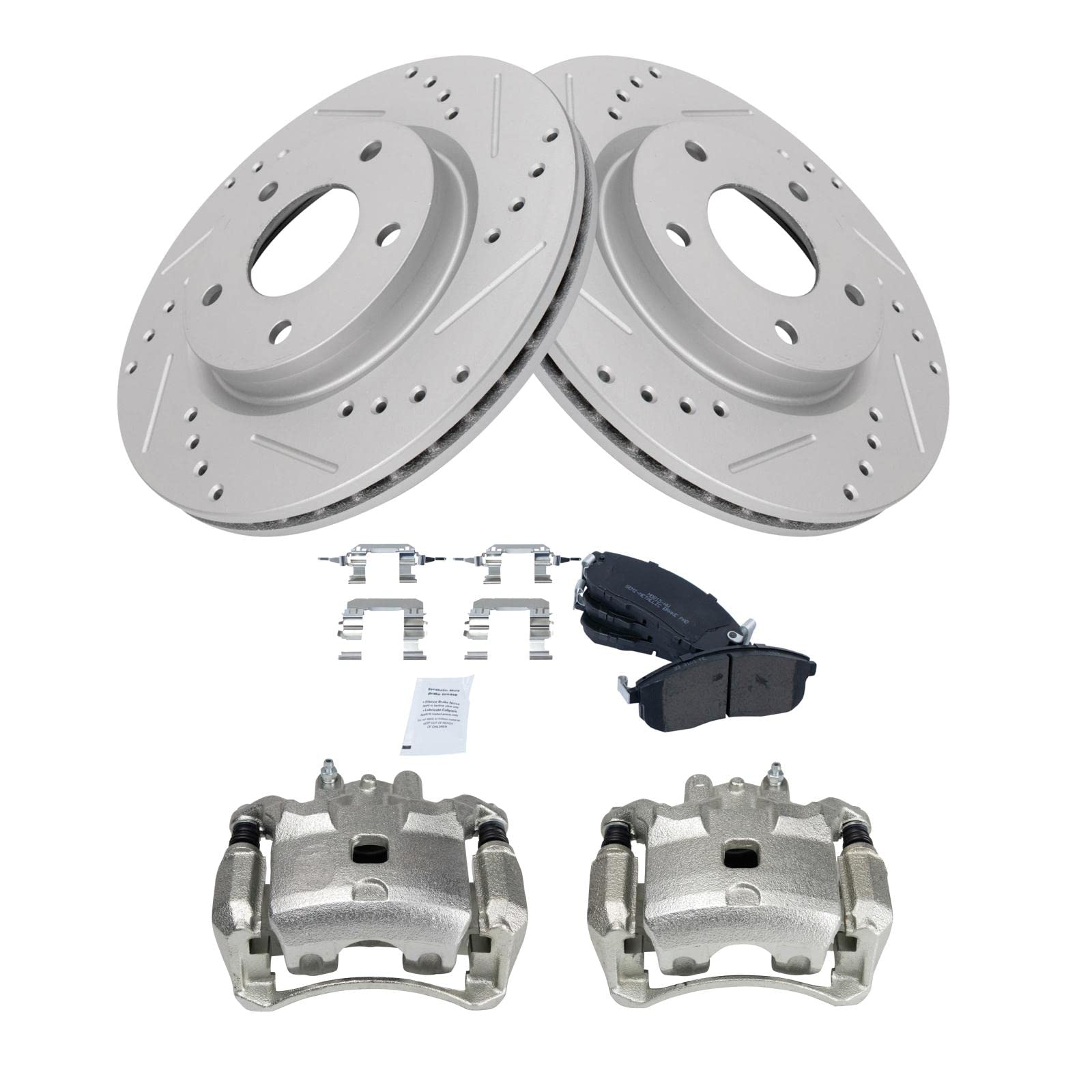 High-Performance TRQ Front Brake Pad & Rotor Kit - Semi-Metallic Vented G-Coated Brake System for 2013-2019 Nissan Sentra | Enhanced Stopping Power for City Driving & Highway Safety