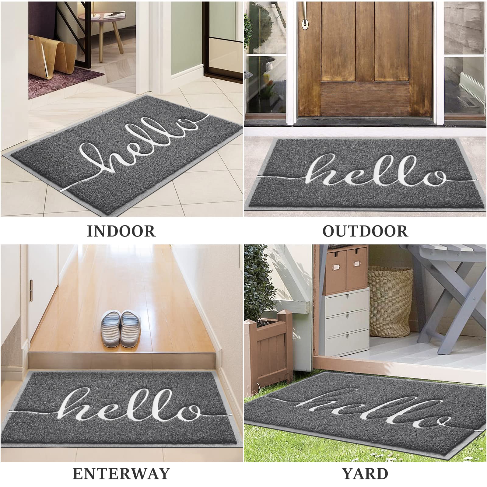 BeneathYourFeet 36x24 Inch Dark Grey Welcome Doormat - Non-Slip Low Profile Entryway Floor Mat for Front Door, Patio & High Traffic Areas | Perfect for Home, Office & Outdoor Use