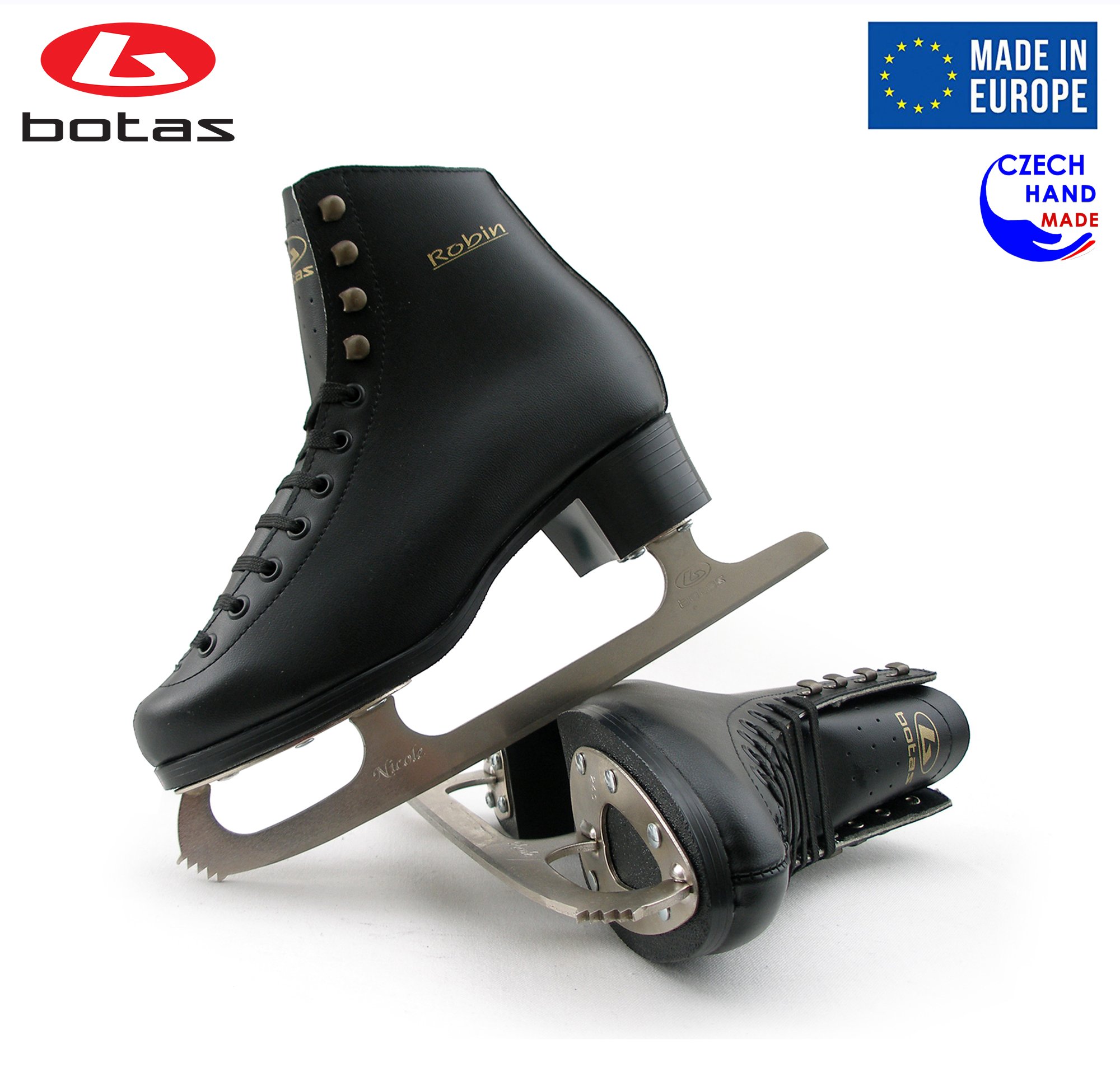 Men's & Boys' Black Figure Ice Skates - Robin Model | Premium European Made (Czech Republic) | Perfect for Competitive Skating & Winter Sports