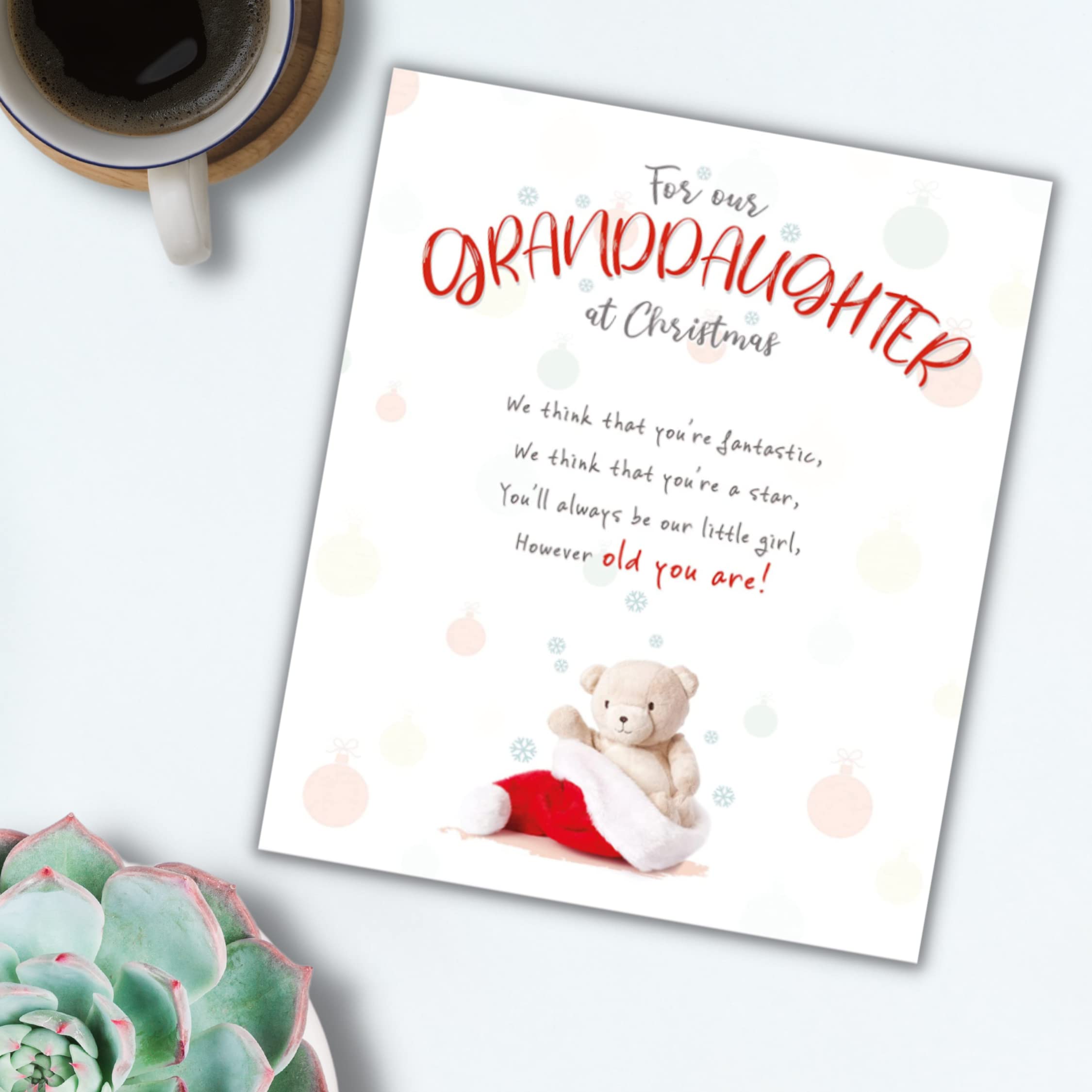 Heartfelt Granddaughter Christmas Card - Elegant Holiday Greeting Card for Granddaughters - Perfect for Family Christmas Wishes & Holiday Gifts - Use for Christmas Tree Decor, Stocking Stuffers or Sentimental Keepsakes