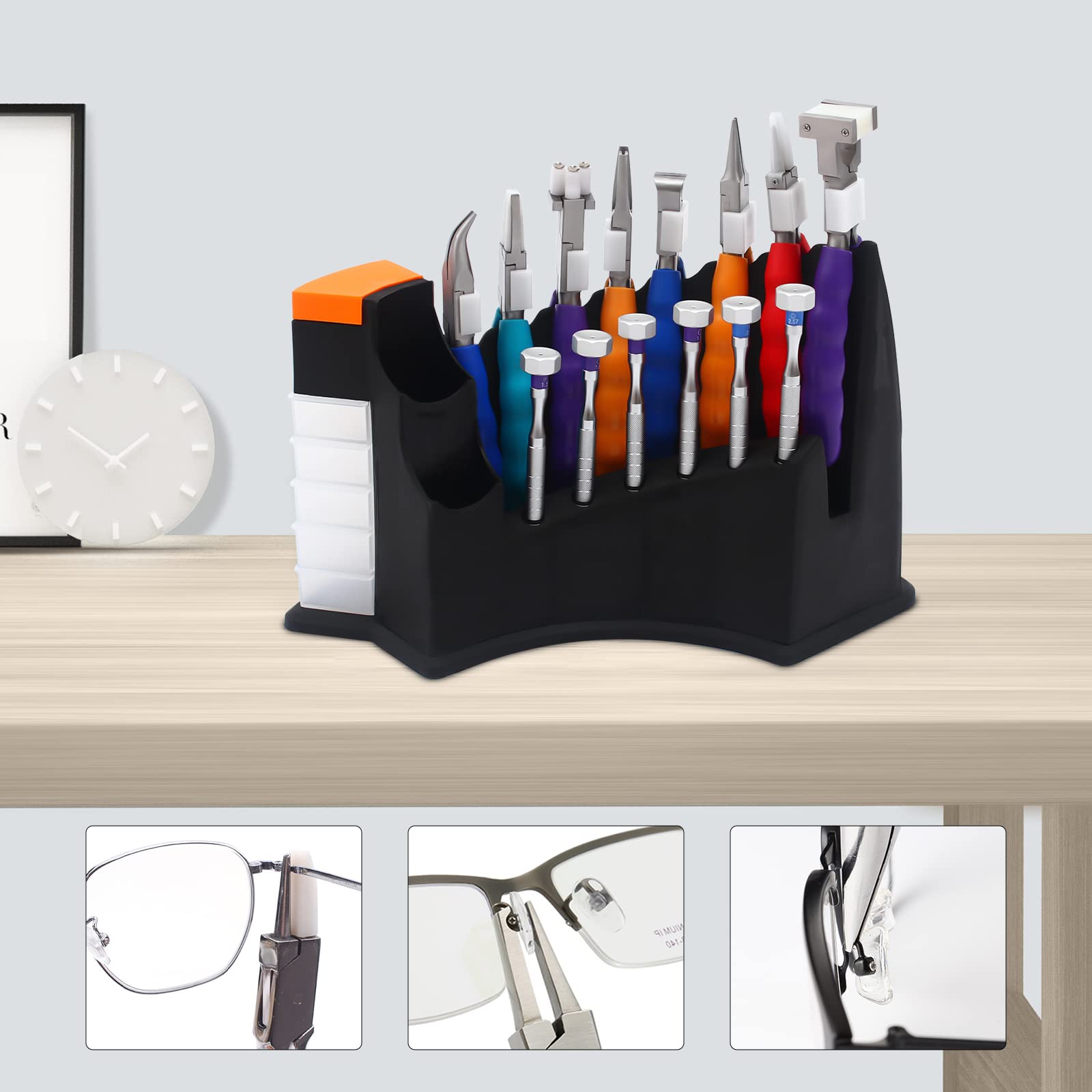 TFCFL Professional Eyeglasses Repair Pliers Set - 6 Screwdrivers & 8 Glasses Repair Tools with Storage Box | Complete Eyewear Repair Kit for Home, Office & Travel | Glasses Frame Adjustment & Maintenance Tools