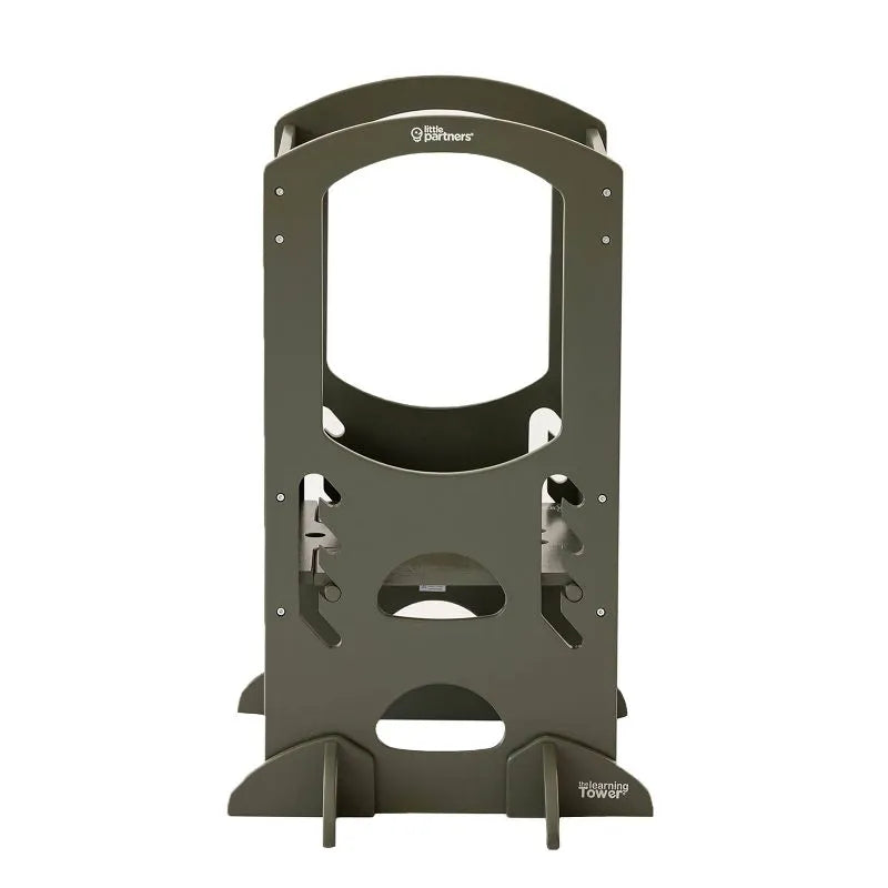 Montessori Learning Tower for Toddlers - Adjustable Height, Safe & Sturdy Olive Green Wooden Step Stool - Perfect for Kitchen, Baking & Playtime Activities