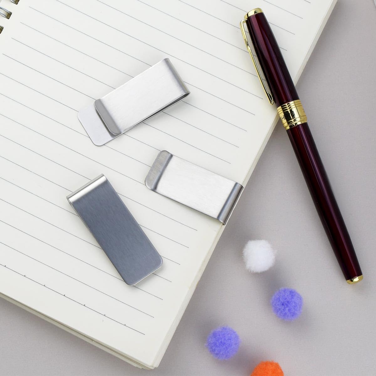 6 Pack Stainless Steel Money Clip - Slim Metal Wallet for Men, Minimalist Cash & Credit Card Holder - Durable Front Pocket Money Clips (Silver) - Perfect for Travel, Business, and Everyday Use