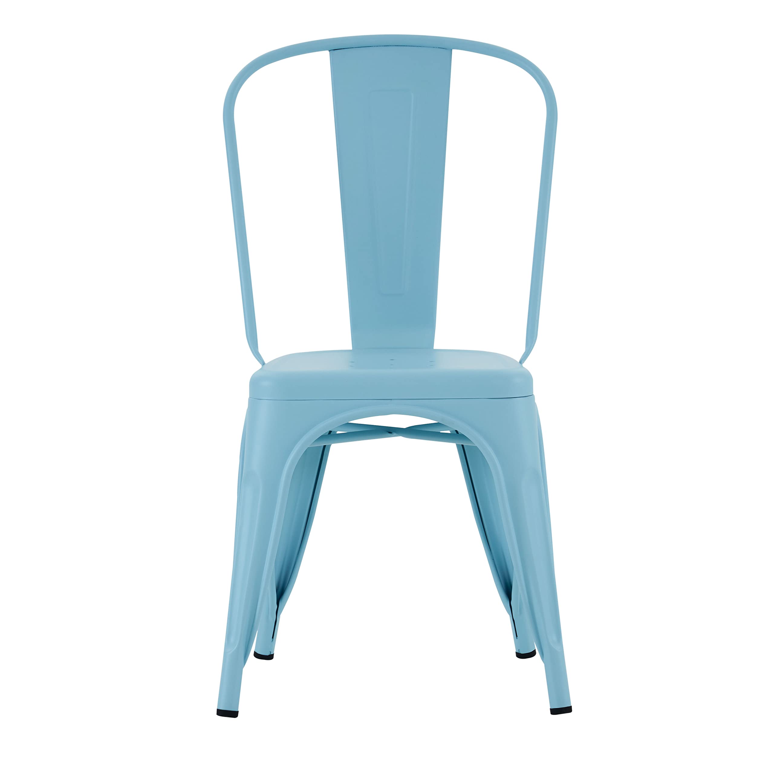 Nazhura Metal Dining Chair Set of 4 - 18 Inch Stackable Farmhouse Tolix Style Waterproof Indoor Outdoor Chairs for Kitchen, Dining Room, Café, Restaurant, Bistro & Patio - Perfect for Home Decor, Commercial Use & Outdoor Entertaining (Blue)