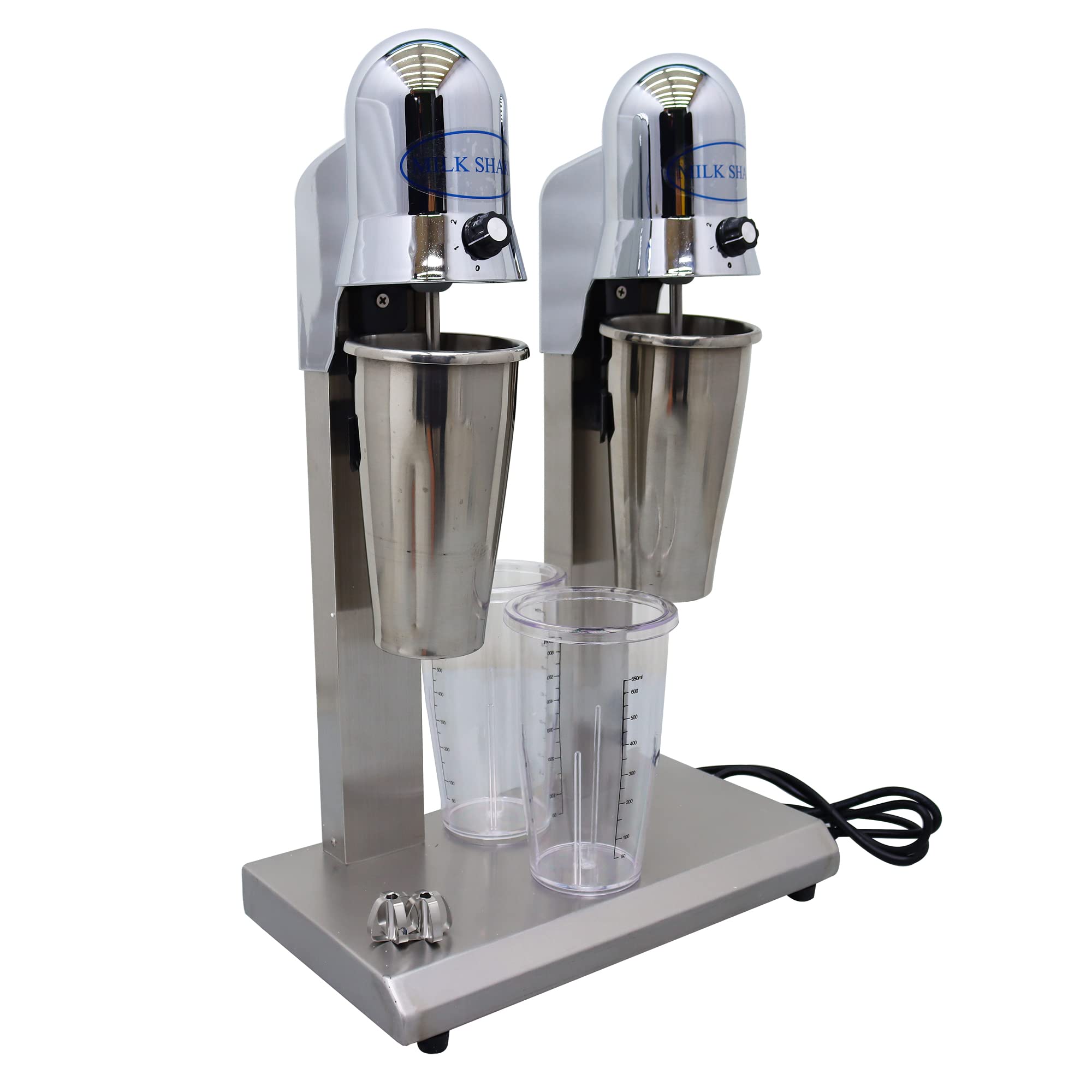 INTSUPERMAI Commercial Electric Milkshake Maker - Double Head Smoothie Blender with 2 Stainless Steel Cups & Adjustable Speed - Perfect for Home, Cafes, Shake Bars & Restaurants (110V) - Make Delicious Milkshakes, Smoothies & Frozen Drinks
