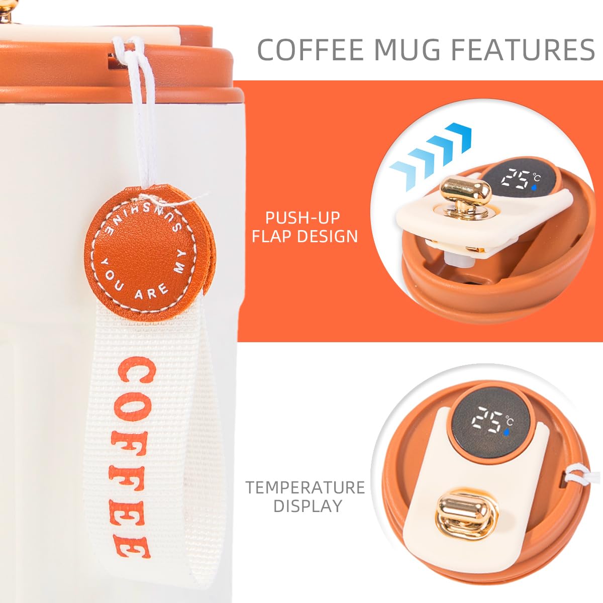 Premium Stainless Steel Vacuum Insulated Travel Coffee Mug - 12oz (370ml) Leak-Proof Double Wall Thermos Tumbler for Hot & Cold Drinks - Smart Red - Perfect for Office, Commuting, Camping & Outdoor Activities