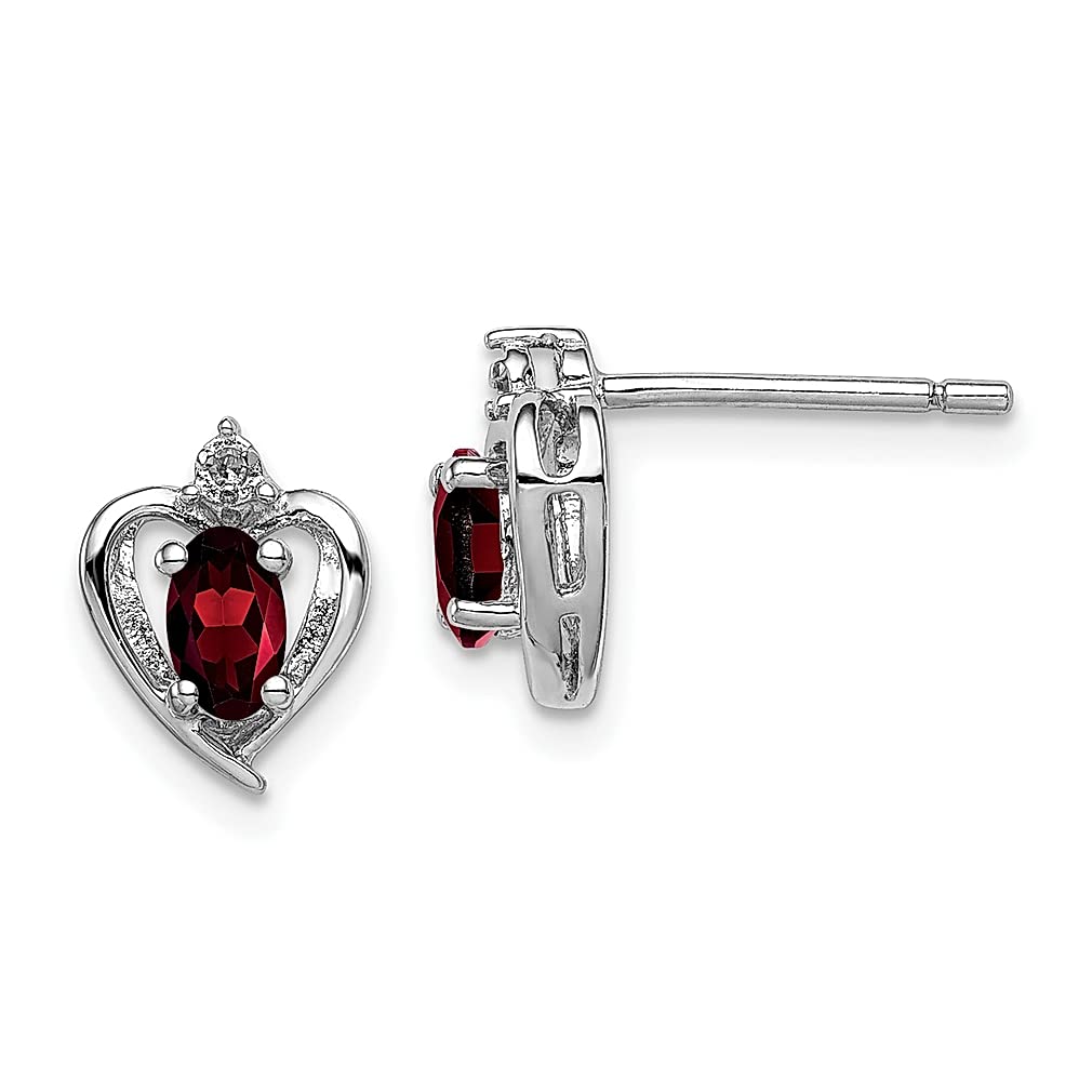 925 Sterling Silver Red Garnet & Diamond Stud Earrings - January Birthstone Jewelry for Women | Elegant Ball Button Post Earrings for Gifts, Parties & Special Occasions