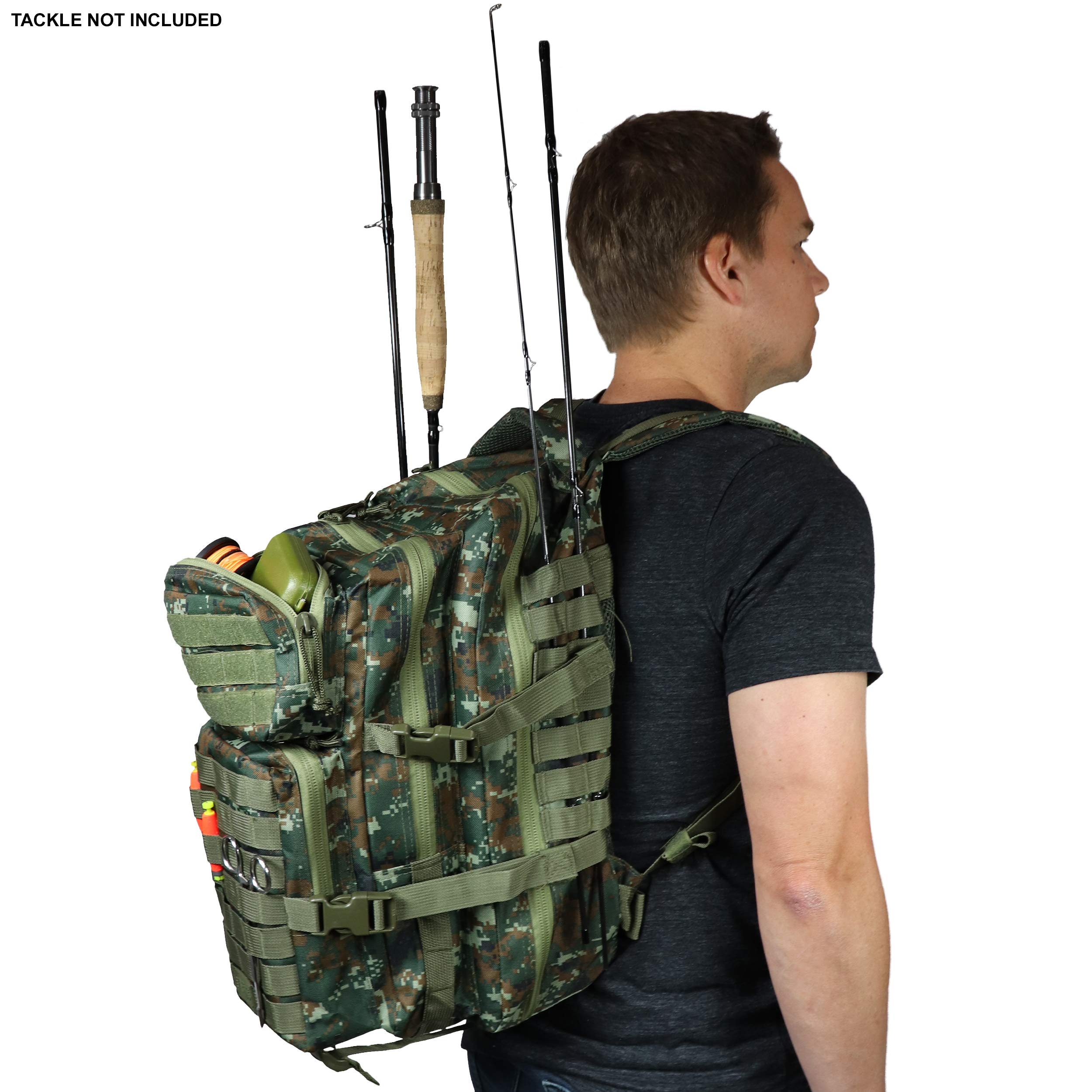 OSAGE RIVER Large Fishing Tackle Backpack with Rod Holder - Waterproof Tackle Storage Bag for Bass Fishing, Camping & Hunting Gear - Camo Design for Outdoor Adventures