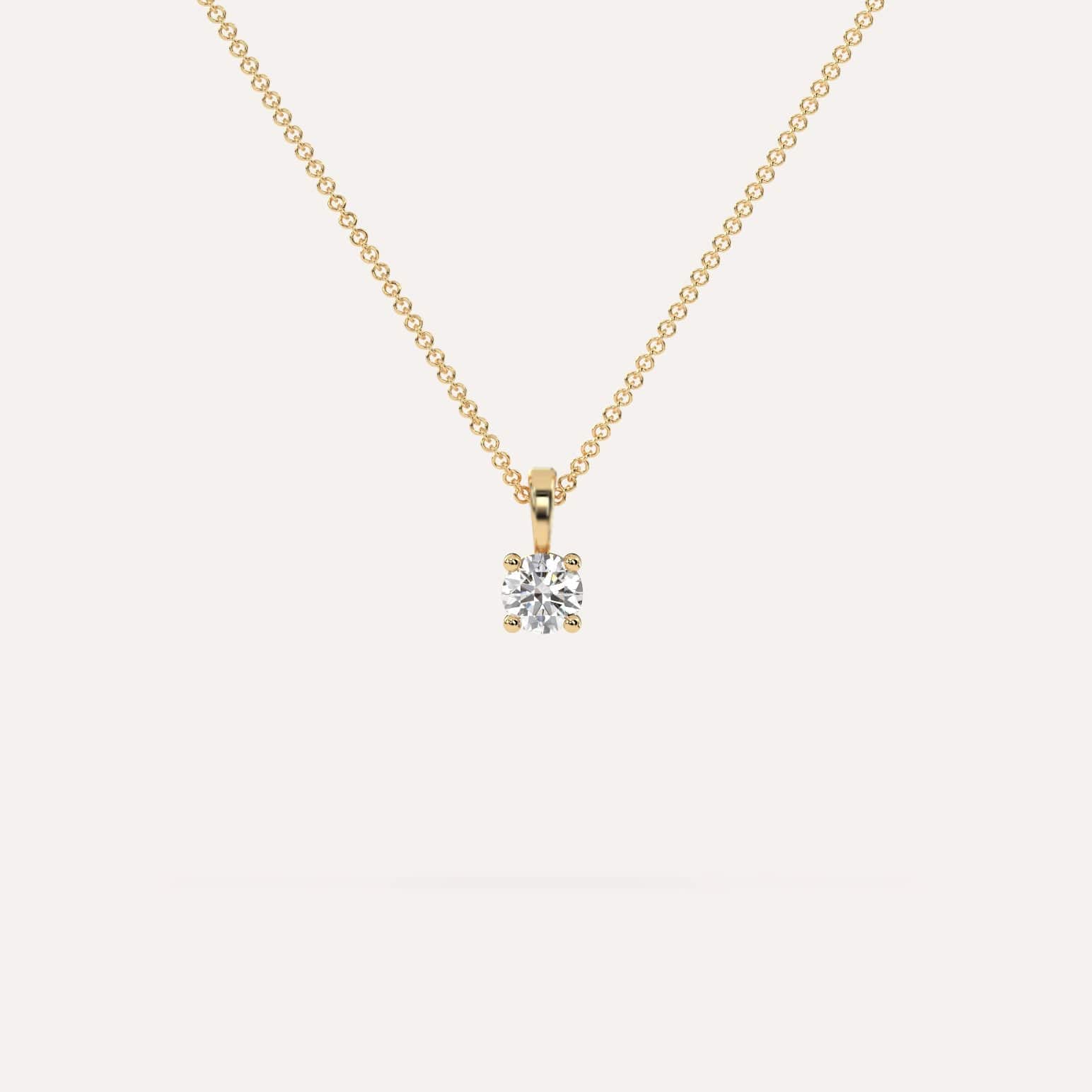 1/4 Carat Round Diamond Pendant Necklace - 14K White Gold Solitaire Pendant for Women - Perfect for Anniversary, Birthday & Valentine's Day Gifts