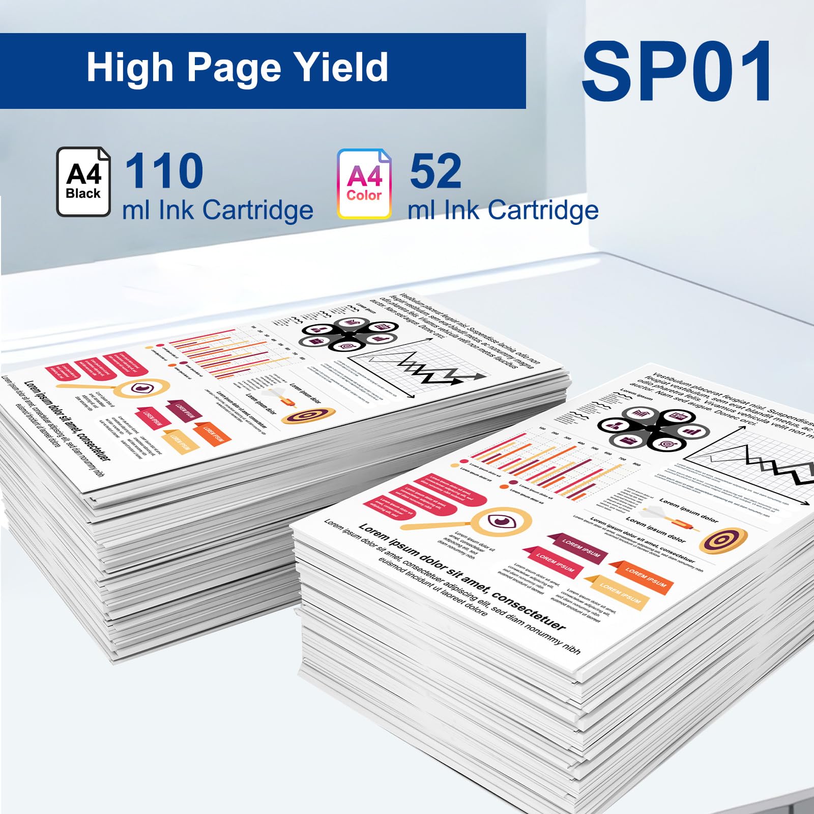 SP01 Sublimation Ink Cartridge 4-Pack (BCMY) - Remanufactured SP01BK, SP01CS, SP01MS, SP01YS - Compatible with Brother SP-1/SP1 Sublimation Inkjet Printer - Perfect for T-Shirt, Mug & Photo Printing