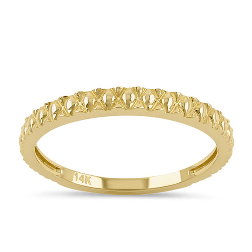 14K Yellow Gold Diamond Cut Band Ring for Women - Elegant Stackable Wedding Ring, Anniversary Gift, Promise Ring - Perfect for Everyday Wear & Special Occasions