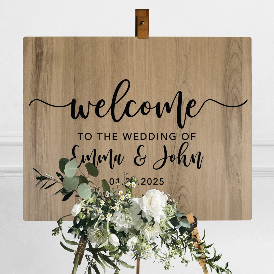 Personalized Large Wooden Welcome Sign for Wedding - 16