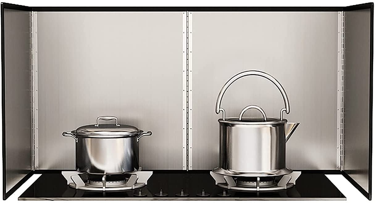 Zheshitech Splatter Guard for Cooking - Foldable Oil Splash Proof Panel, Heat Resistant Kitchen Splatter Screen (50x80x45cm) - Perfect for Frying, Sauteing, and Deep Frying to Keep Your Stove Clean