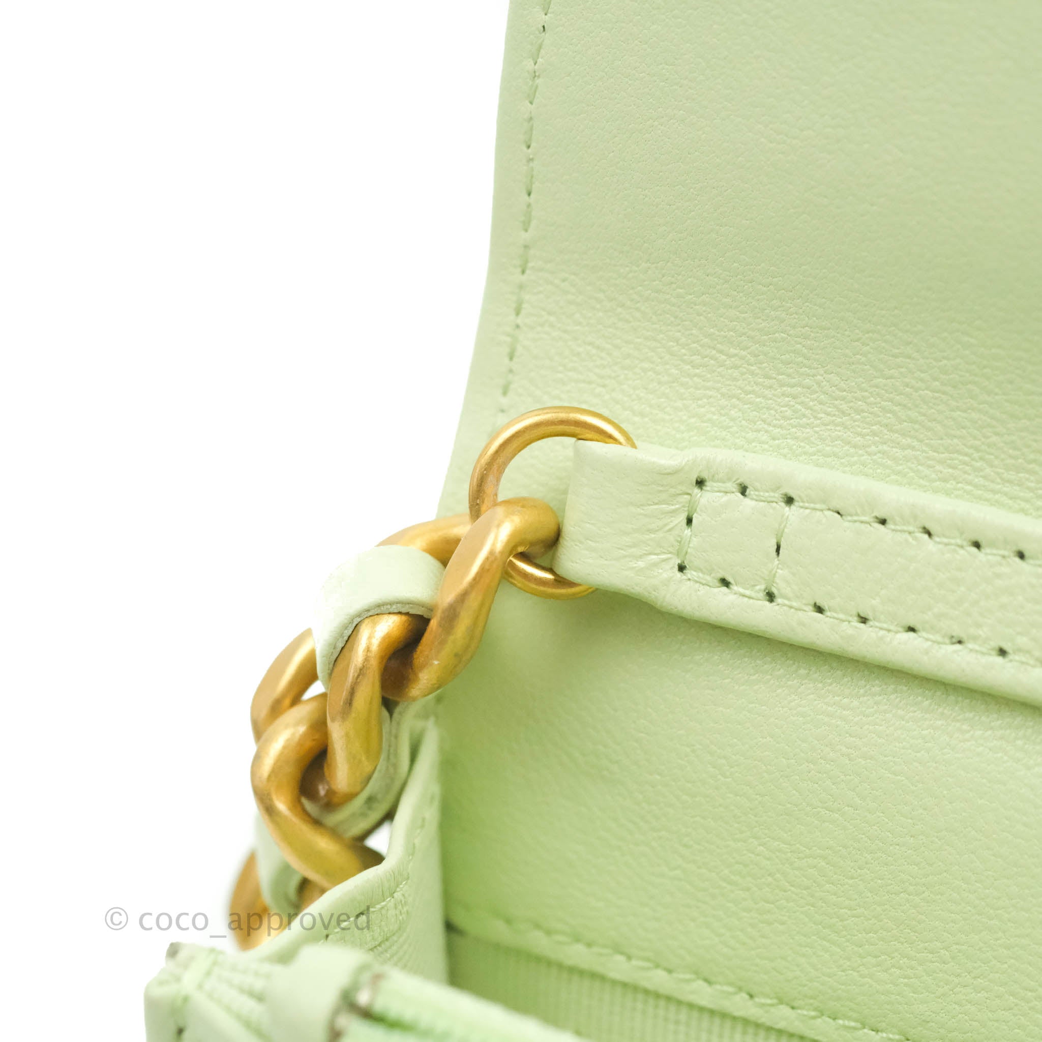 Chanel 19 Mini Clutch with Chain in Light Green Lambskin & Mixed Hardware - 22C Collection | Luxury Crossbody Bag for Women, Perfect for Evening Events & Date Nights