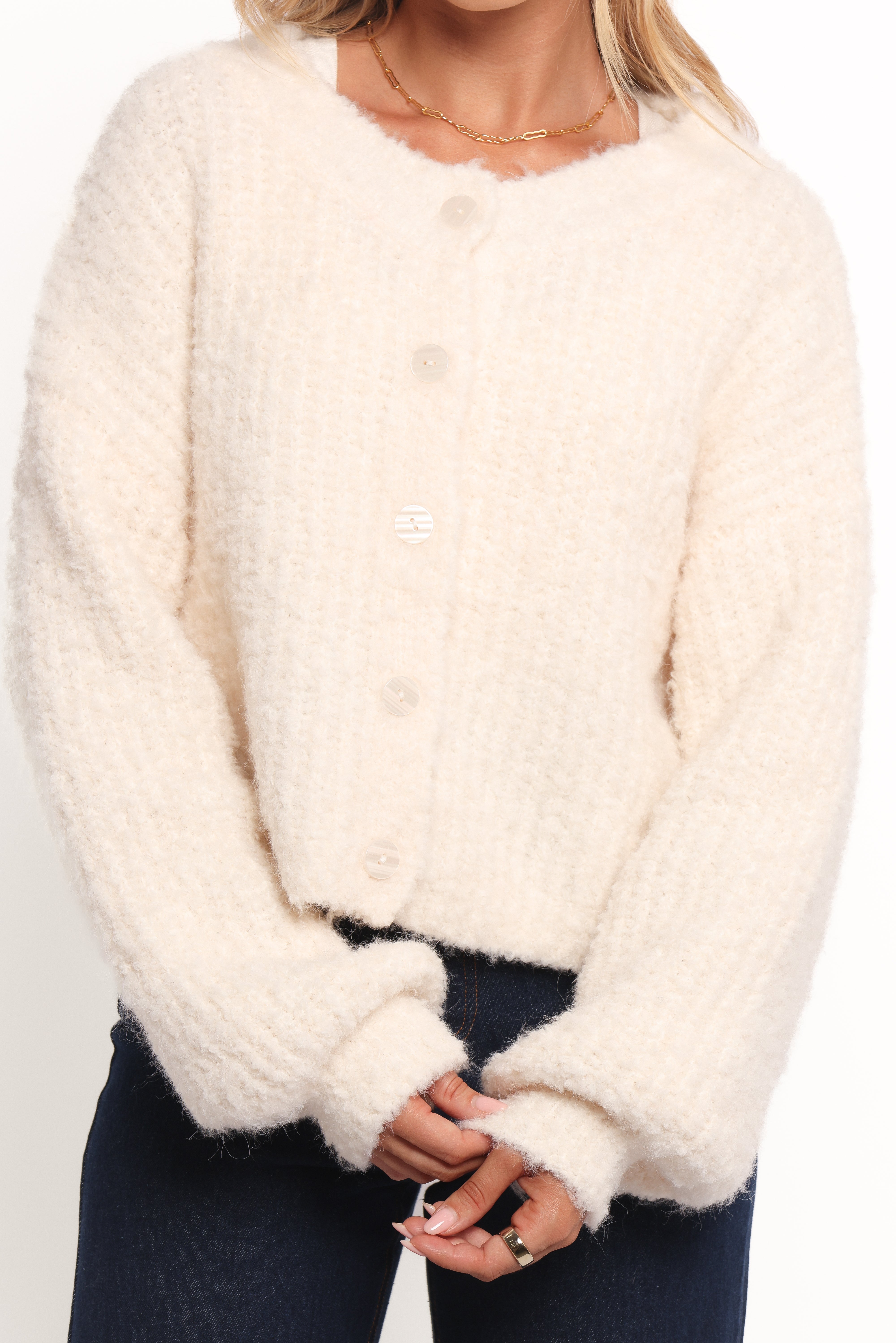 Albertine Cardigan Women's Knit Sweater - Soft White Cable Knit Cardigan for Fall & Winter | Cozy Layering for Office, Casual Outfits & Date Nights