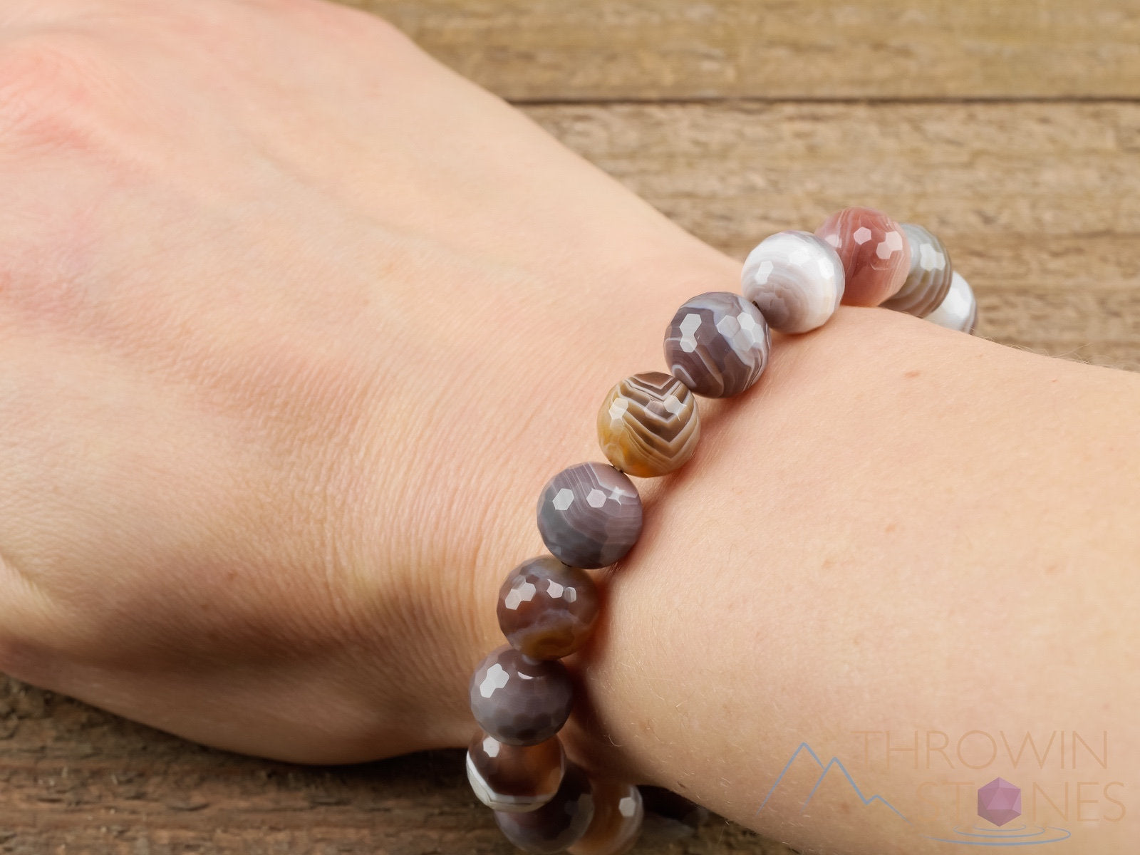 Botswana Agate Crystal Bracelet - Round Faceted Beads Handmade Healing Jewelry for Women, Men | Spiritual Protection, Stress Relief & Positive Energy | Perfect for Meditation, Yoga & Everyday Wear