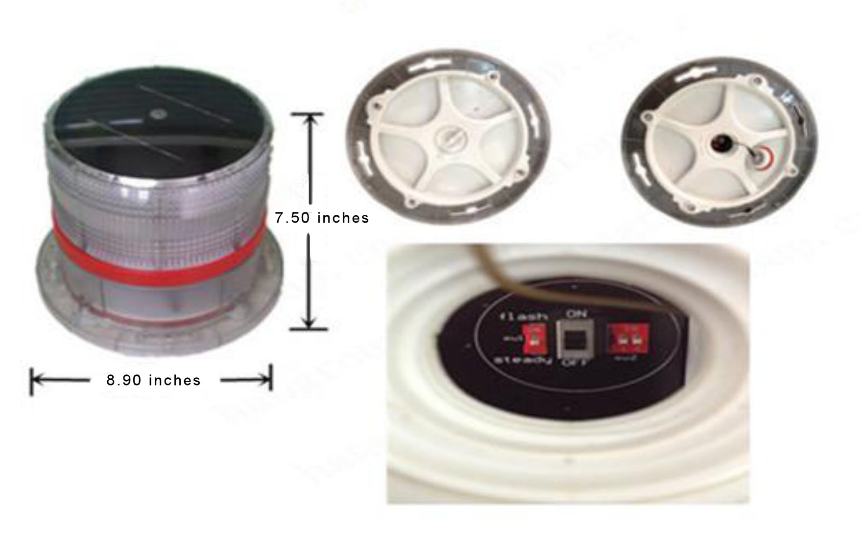 S16LFS RED Solar LED Safety Lantern - IP68 Waterproof, 4-7NM Visibility, Flashing or Steady Mode - Perfect for Marine, Roadside, Construction & Emergency Warning Signs