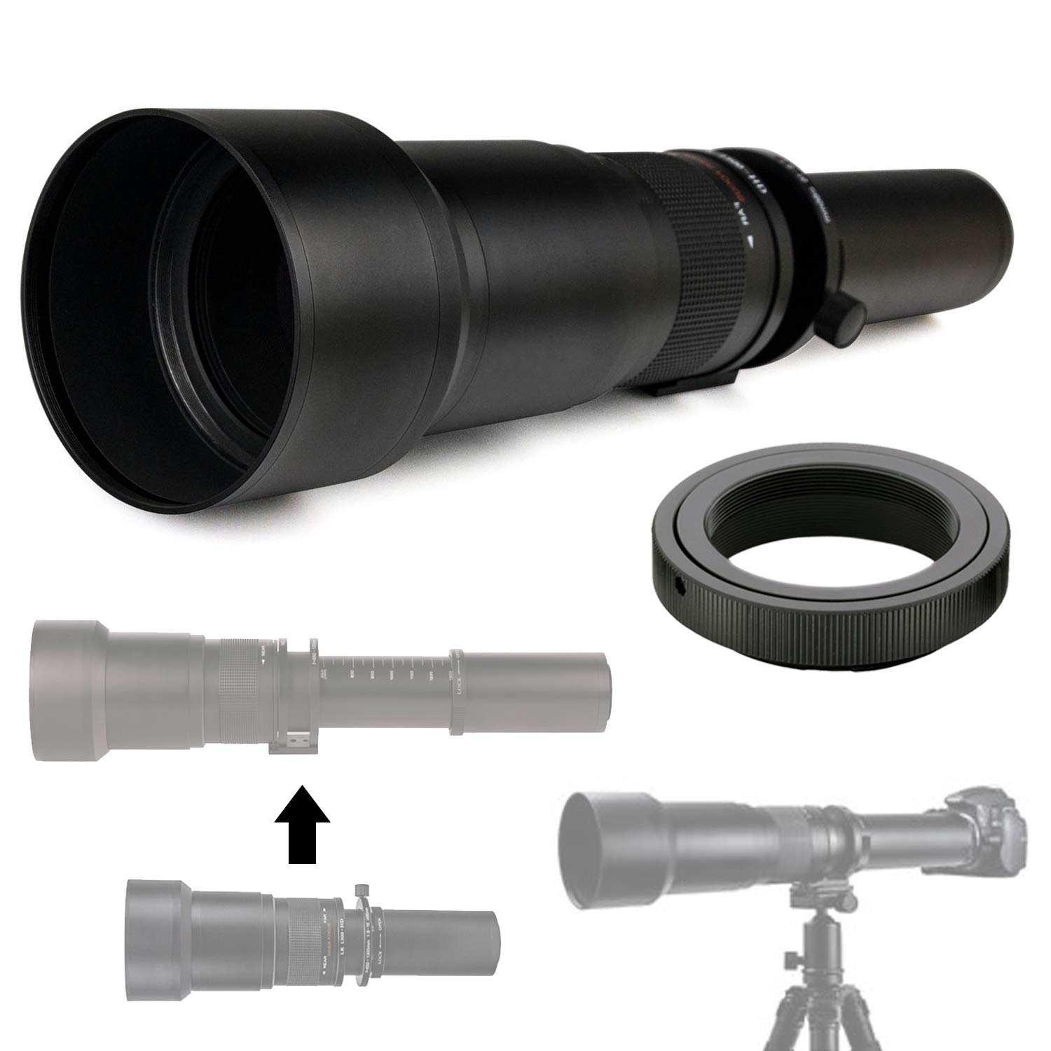 HD Telephoto Zoom Lens 650-1300mm f/8-16 for Nikon F Mount DSLR Cameras - Perfect for Wildlife, Sports & Long-Distance Photography