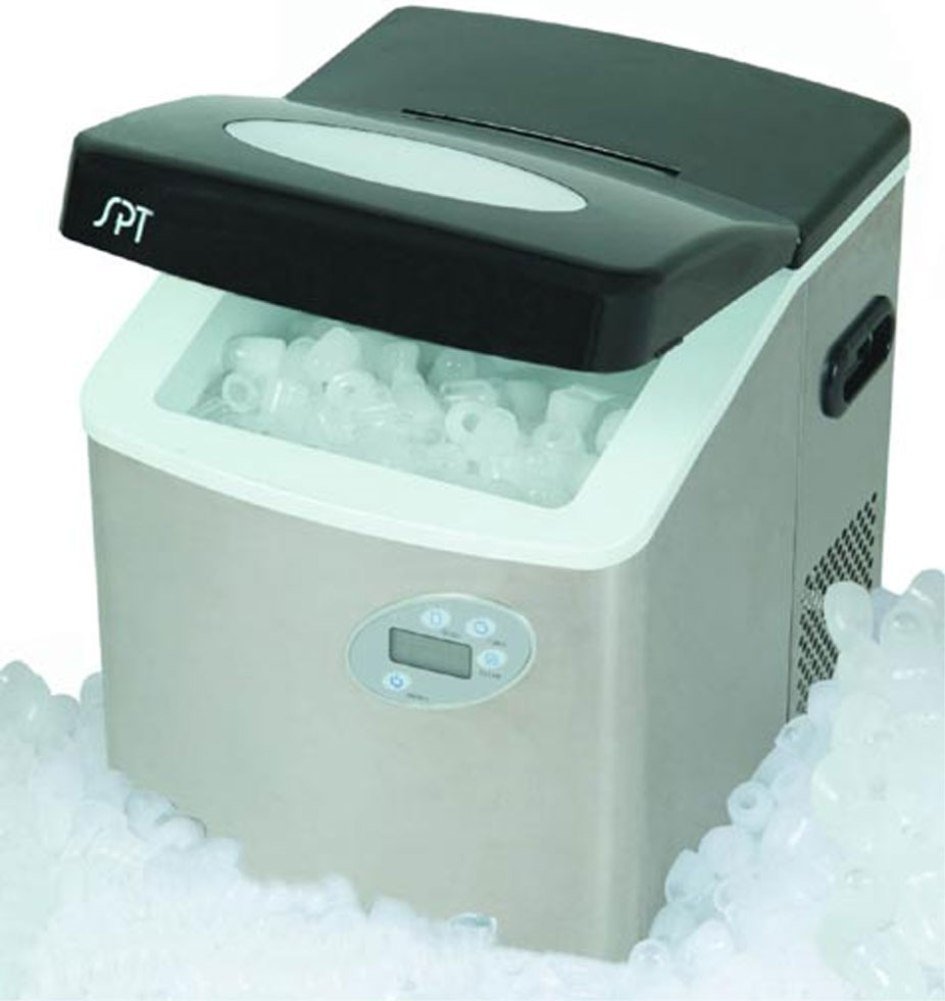 SPT IM-101S Portable Ice Maker with Stainless Steel Housing - Countertop Ice Machine for Home, Office, Bar, and Party Use
