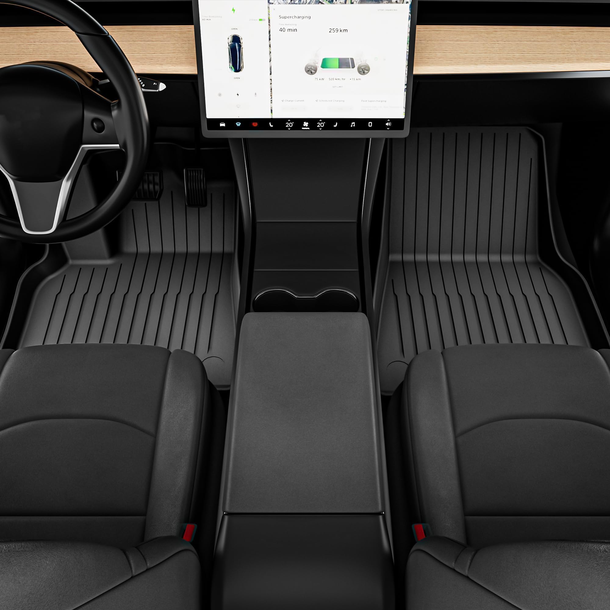 OEDRO Custom Fit All-Weather Floor Mats for Tesla Model Y 2020-2024 | Durable TPE Interior & Trunk Liners | 6-Piece Set (Fits 5-Seat Only) | Perfect for Daily Commute, Road Trips & Outdoor Adventures