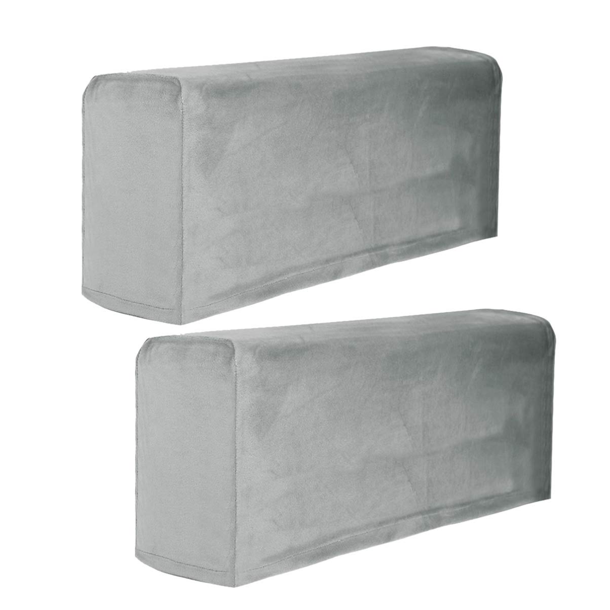 2Pcs Universal Elastic Sofa Armrest Covers - Anti-Slip Stretch Armchair Protectors, Removable Washable Slipcovers for Living Room Furniture (Grey) - Perfect for Pets, Kids & Spill Protection