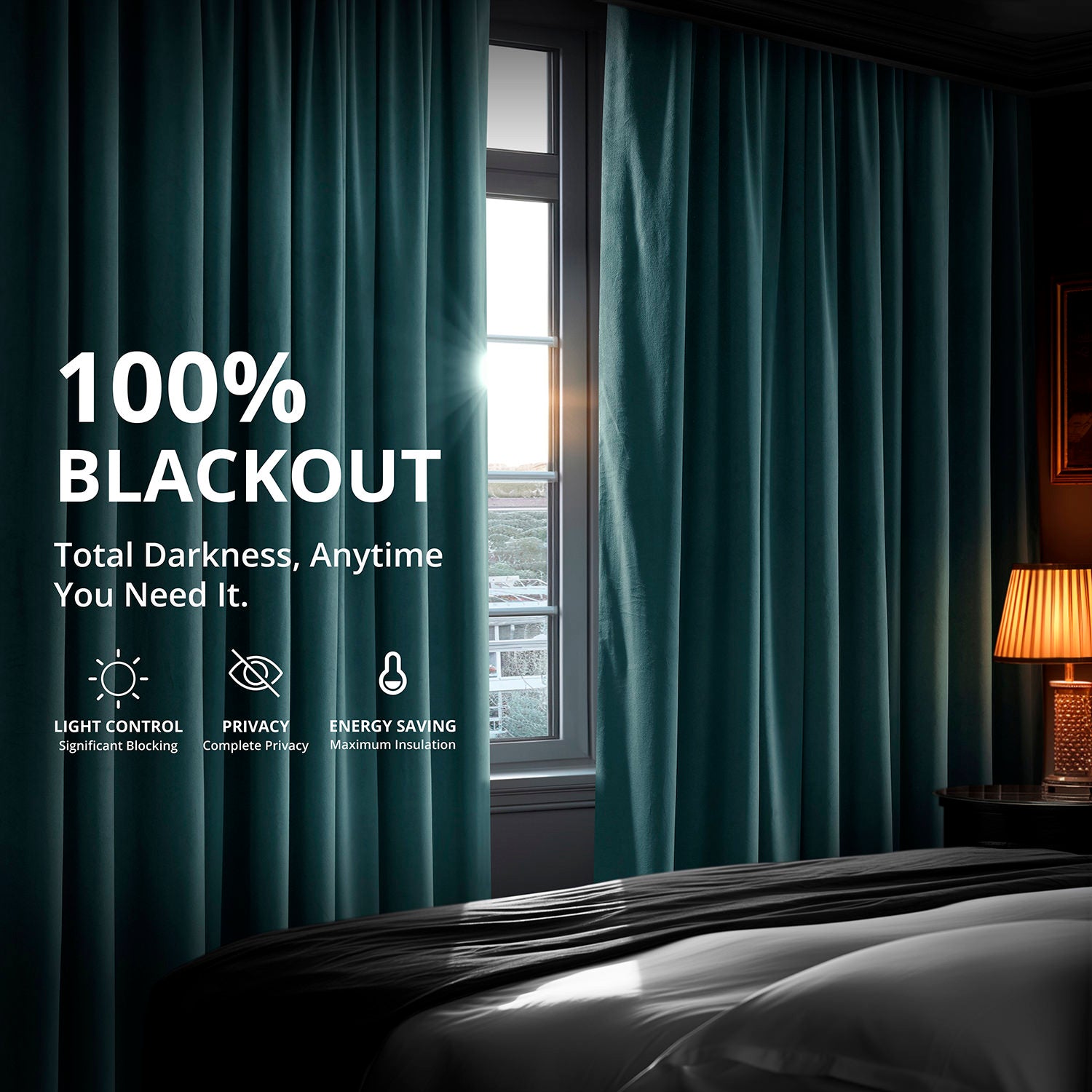 Everglade Teal Blackout Curtains for Bedroom - Thermal Insulated Noise Reducing Velvet Drapes - Perfect for Nursery, Living Room & Home Theater (52x84 Inches)