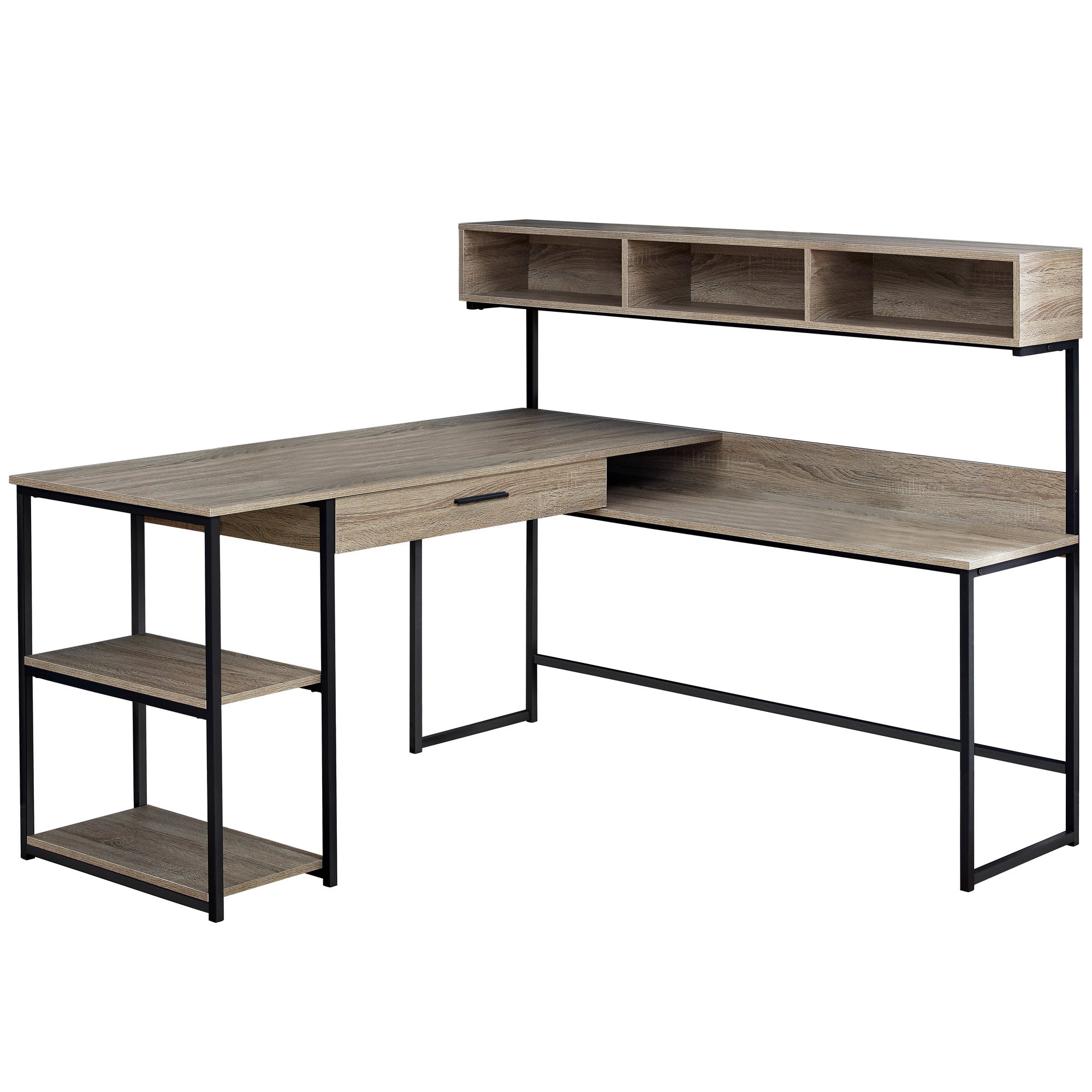 Office Series Dark Taupe & Black Metal Corner Shelf - Stylish Storage Solution for Home & Office Organization