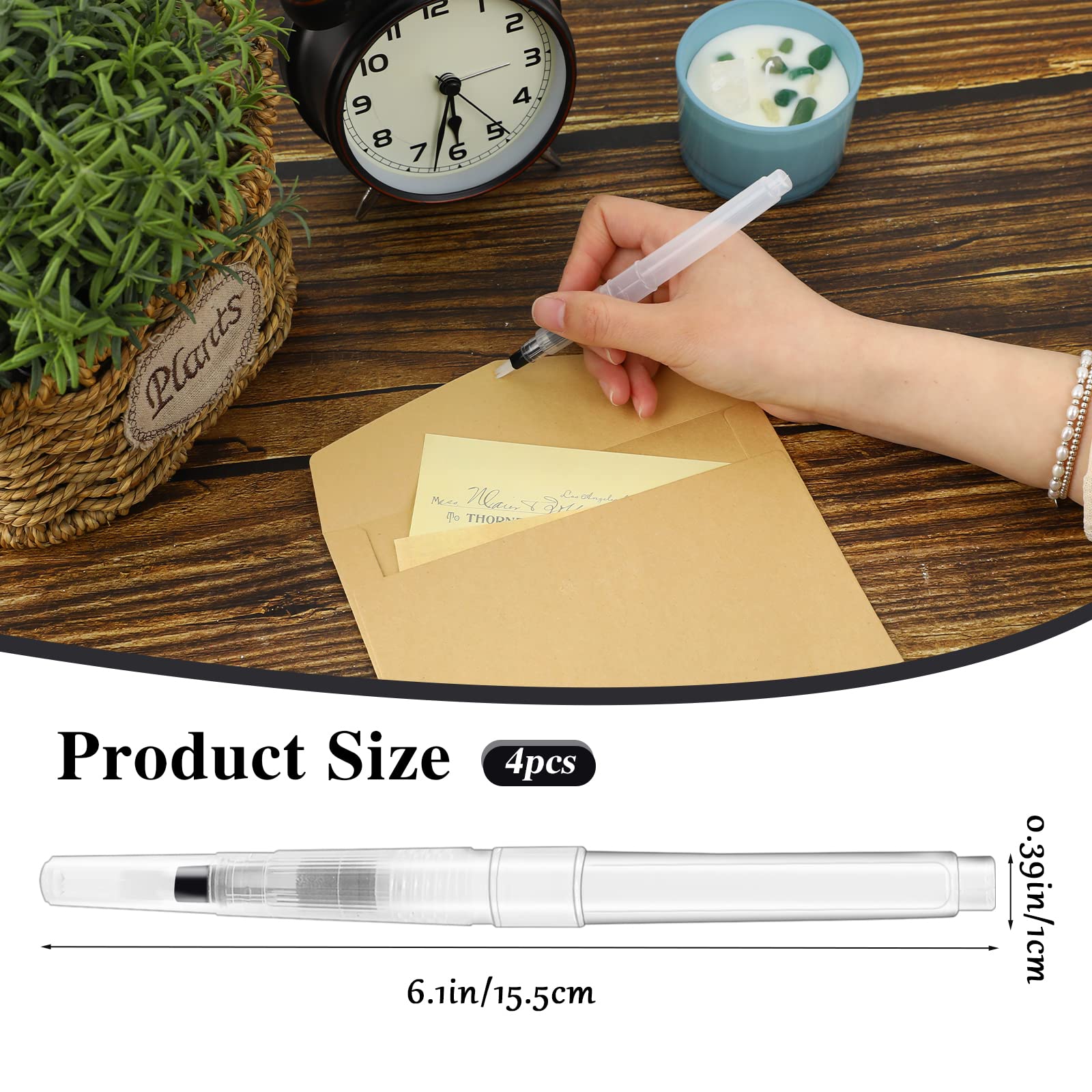 4Pcs Envelope Moistener with Brush Head - Pencil Style Envelope & Stamp Sealer for Mailing, Invitations, Greeting Cards - Self-Adhesive Alternative for Home & Office Use