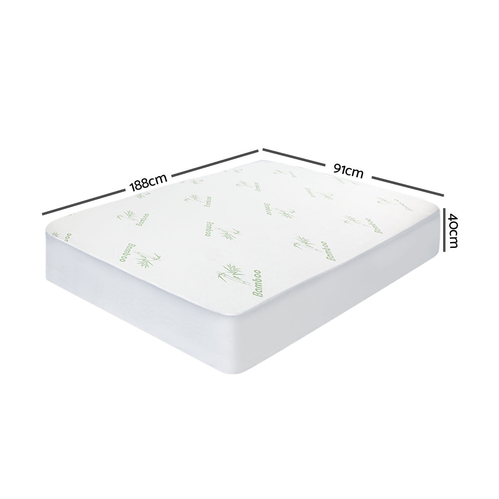 Bamboo Mattress Protector - Single Size, Waterproof & Hypoallergenic Bed Sheet Cover for Allergy Relief & Comfortable Sleep