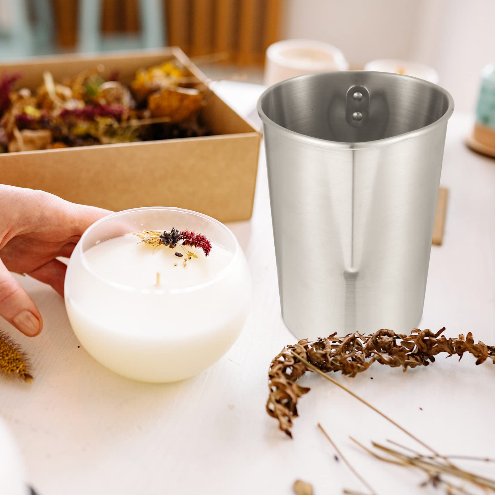 FOMIYES Wax Melting Pot for Candle Making - DIY Candle Wax Melter, Scented Soap Making Tools, Wax Pouring Pitcher & Durable Melting Bowl - Perfect for Home Candle Crafting, Cheese Melting & DIY Projects (PP Material)
