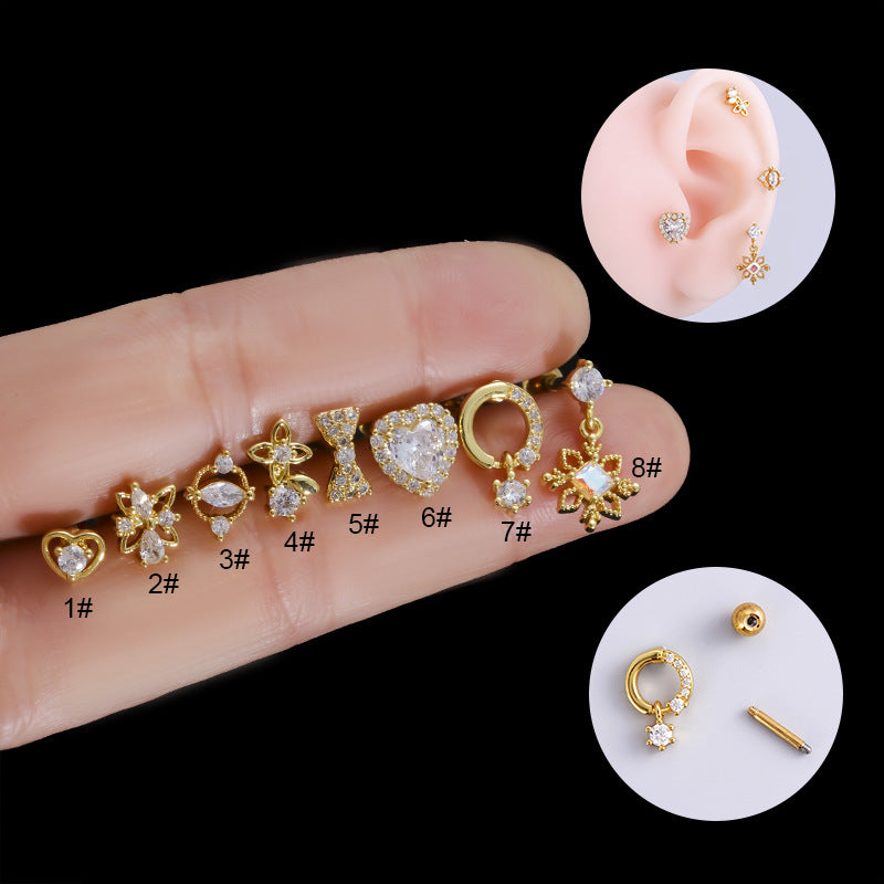 16G Surgical Steel Cartilage Earrings - Bowknot, Heart & Tiny Conch Studs with Ball Back | Hypoallergenic Body Jewelry for Women | Perfect for Daily Wear, Parties & Gifts