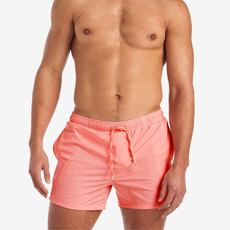 **Teamm8 Grid 4.5 Swim Shorts for Men - Bondi Pink - Quick-Dry, Comfortable & Stylish Beachwear for Swimming, Surfing & Outdoor Activities**