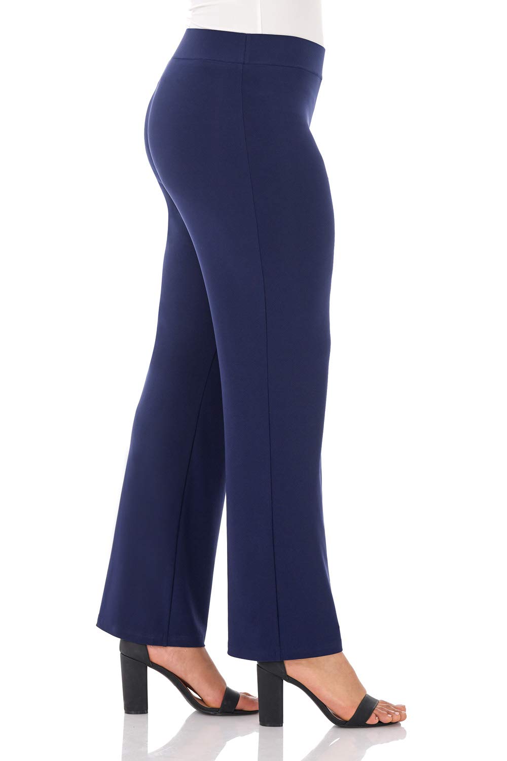 Rekucci Classic Soft Knit Straight Leg Pants for Plus Size Women - Comfortable Travel & Work Pants for Curvy Figures - Perfect for Business Trips, Office Wear & Casual Outings