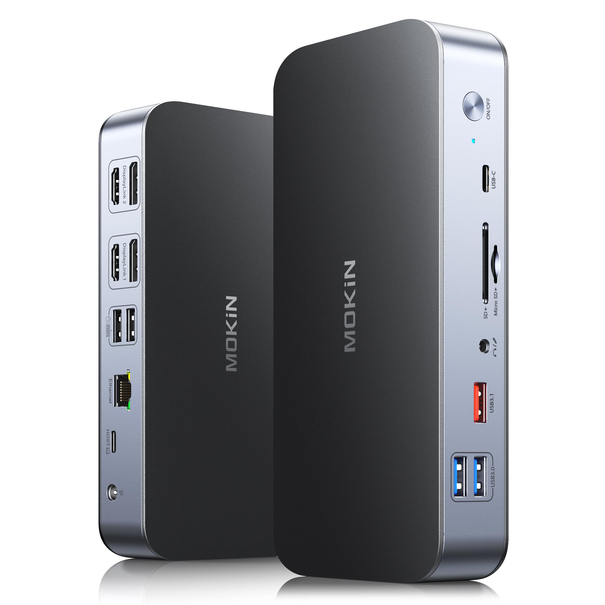 DisplayLink USB C Docking Station Dual Monitor - 120W Power Delivery, 2 HDMI & 2 DisplayPort, 2.5Gbps Ethernet, USB 3.1/3.0/2.0, SD/TF Card Reader - Compatible with MacBook Pro/Air, Dell, HP, Lenovo Laptops - Perfect for Home Office & Multi-Screen Workstations