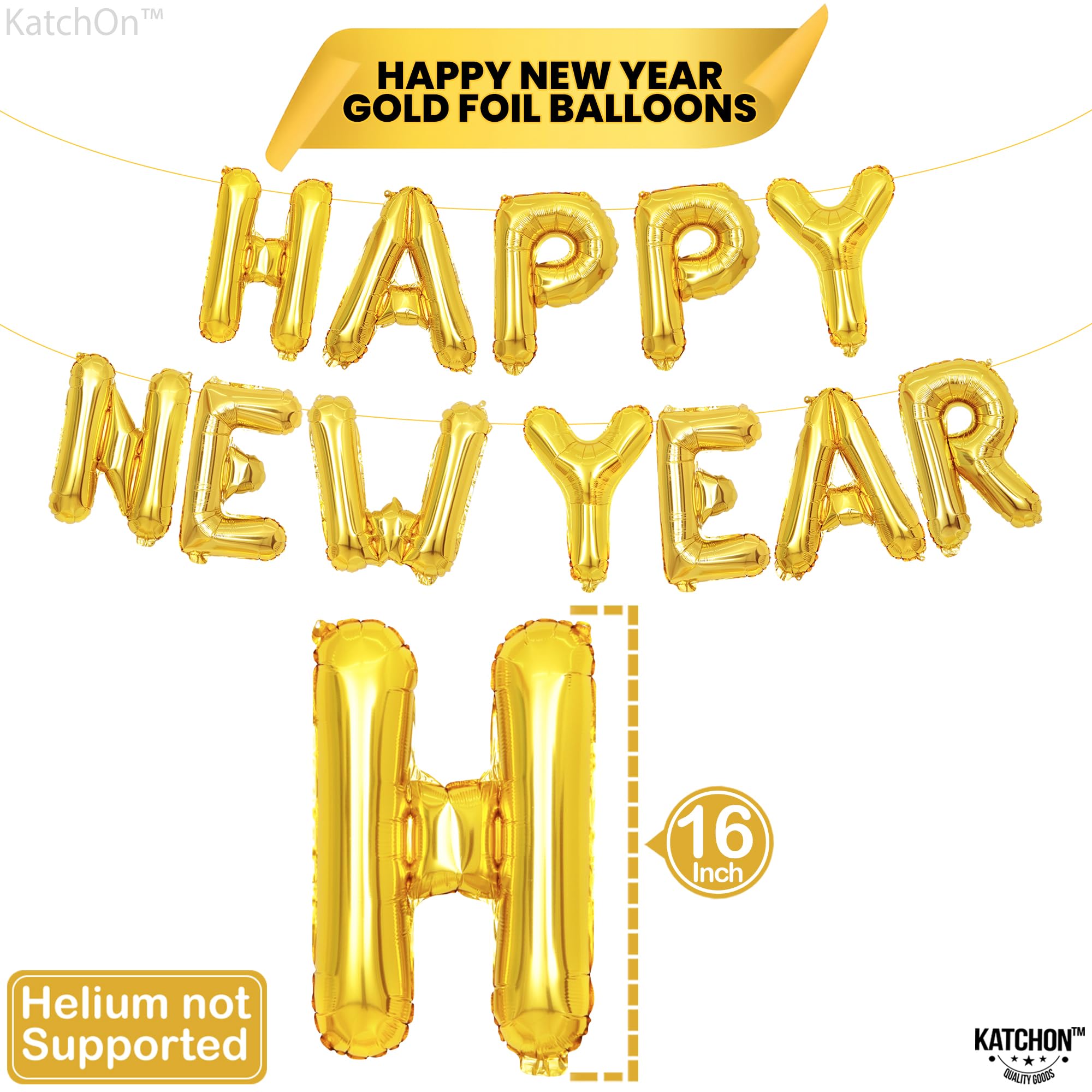 KatchOn Extra Large 40 Inch Gold 2025 Balloons - Happy New Year Party Decorations for NYE Celebrations | New Year's Eve 2025 Balloon Supplies for Countdown Parties, Home Decor & Festive Events