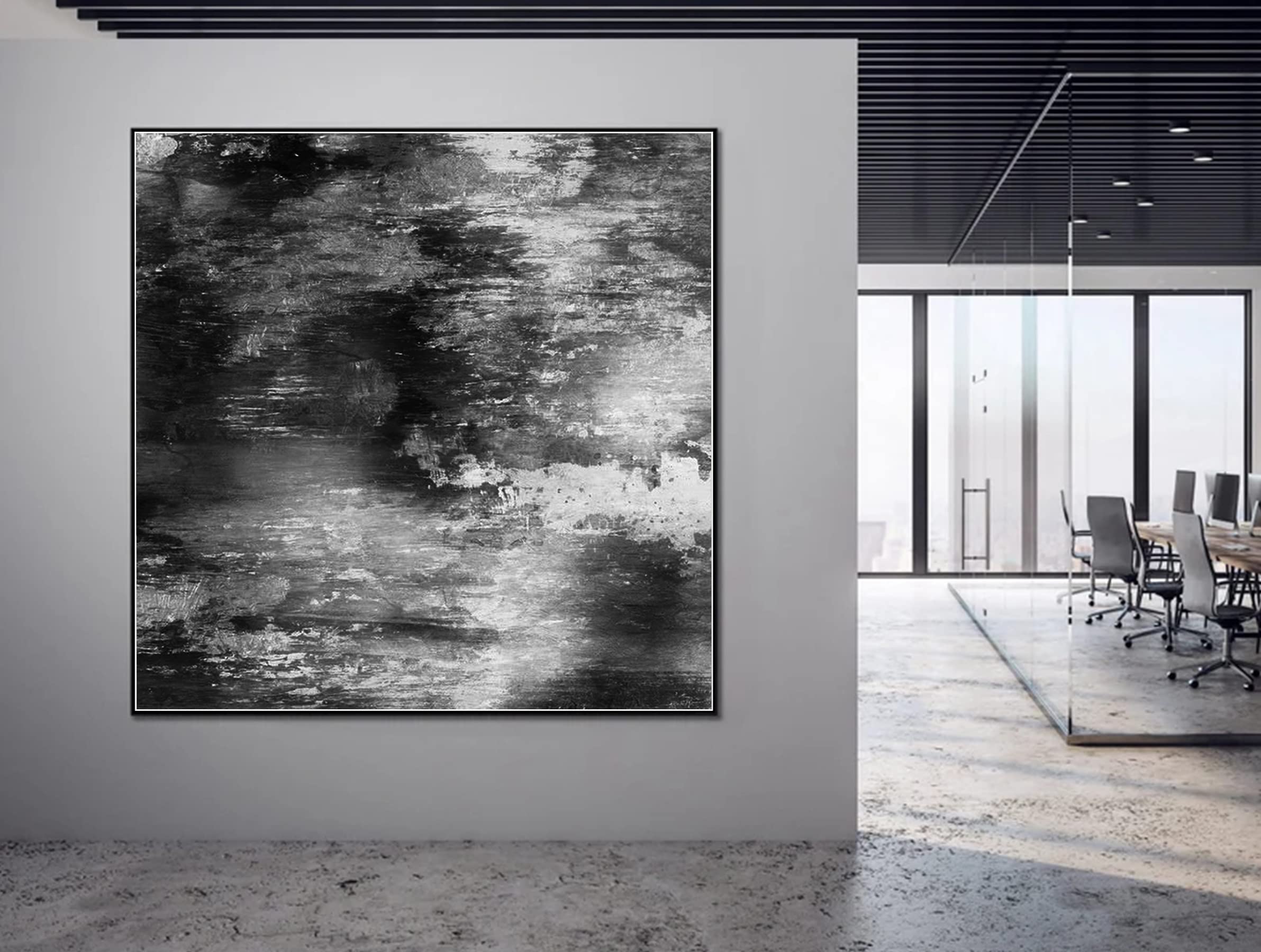 Large Black and White Abstract Acrylic Canvas Wall Art - Modern Contemporary Painting for Living Room Decor | Perfect for Home, Office & Gallery Display