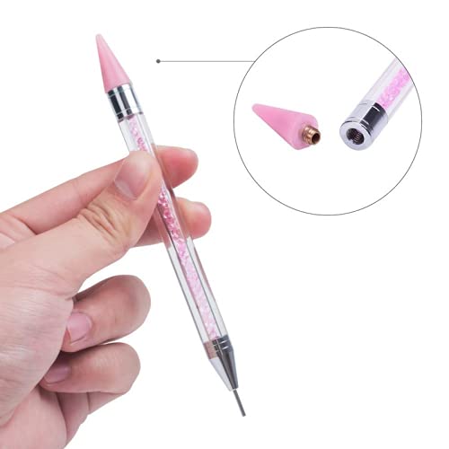 5pcs Double-head Crystal Nail Drill Pens - Blue for Nail Art & Salon Use