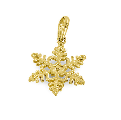14K Yellow Gold Snowflake CZ Pendant Necklace - Elegant Cubic Zirconia Christmas Jewelry Gift for Women - Perfect for Holiday Parties, Weddings & Special Occasions