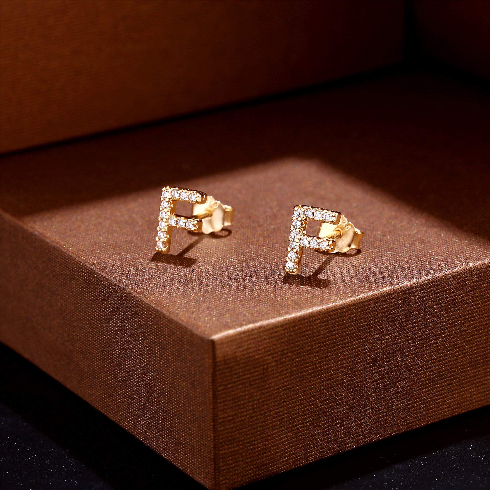 MONOOC Initial Stud Earrings for Women & Girls - S925 Sterling Silver Cubic Zirconia Hypoallergenic Earrings, Personalized Letter Jewelry for Birthday Gifts, Everyday Wear & Special Occasions