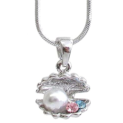 Oyster Crystal Charm Necklace – Elegant Pearl & Crystal Pendant Jewelry for Women – Perfect for Weddings, Parties & Everyday Wear