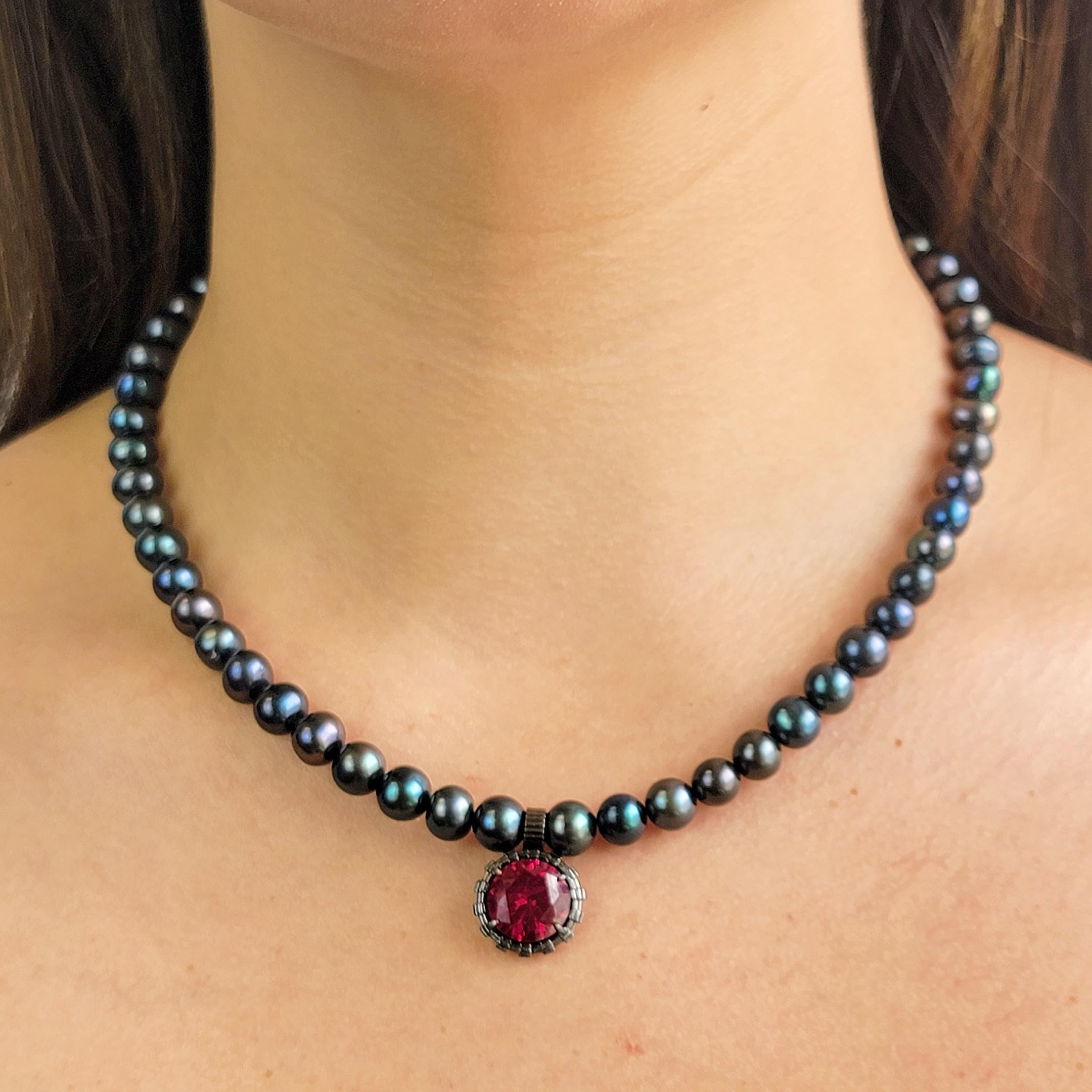 Pearl & Gemstone Jewelry Set - Bridal Necklace & Earrings for Her - Wedding & Gifts