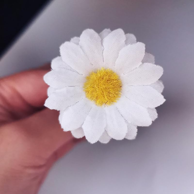 12pcs Women's Multi-Colored Sweet Daisy Hair Clips - Mini Sunflower Hairpins for Bridesmaids, Weddings, Photography & Everyday Use (White)