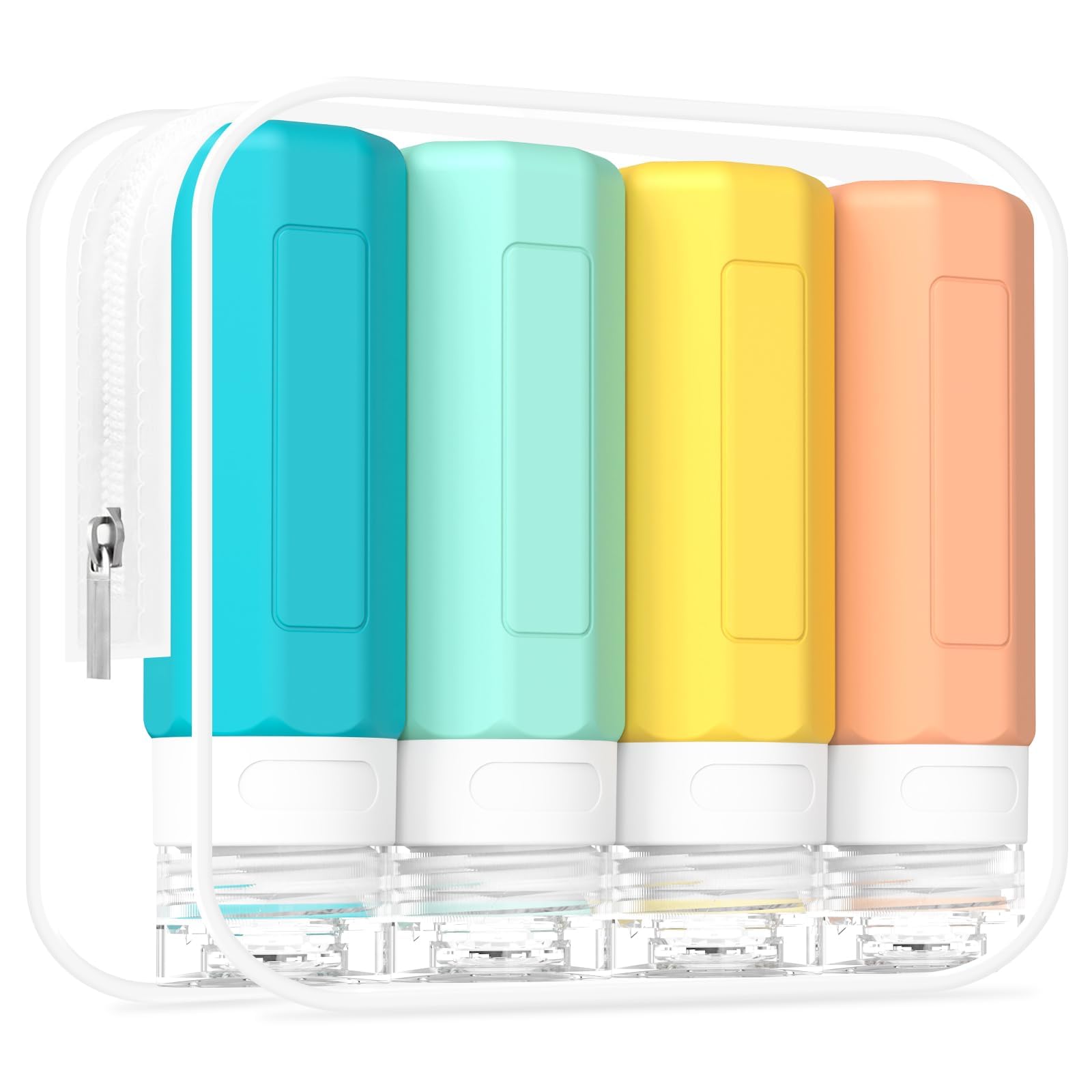 Redfly 3oz TSA Approved Travel Bottles - BPA Free Leak Proof Squeezable Toiletry Containers for Shampoo, Conditioner & Essentials | Silicone Refillable Cosmetic Bottles for Airplane Carry-on & Vacation Packing