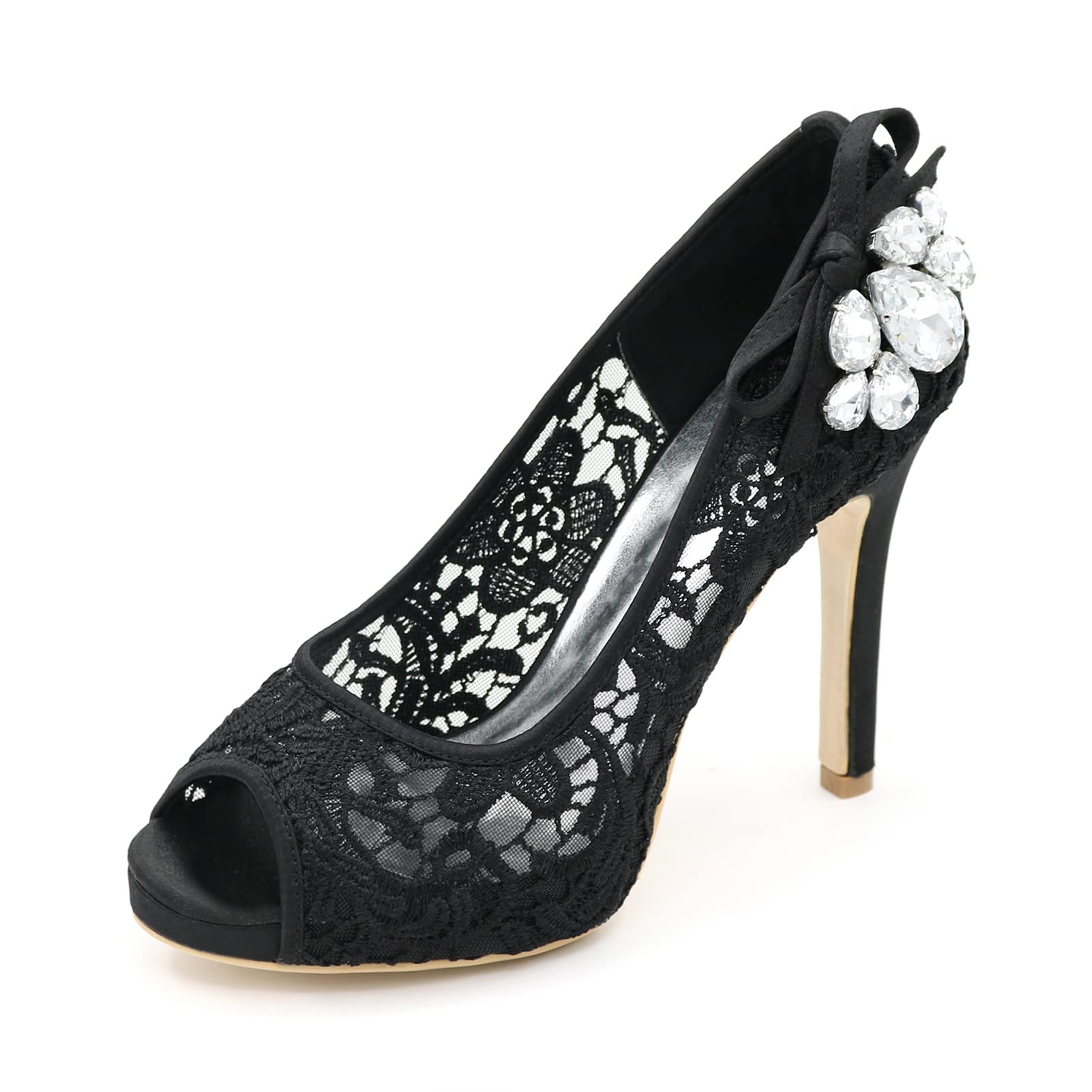 KSTORE Women's Peep Toe High Heel Platform Slip-On Shoes - Elegant Bridal Wedding Party Evening Pumps for Bride, Prom & Special Occasions