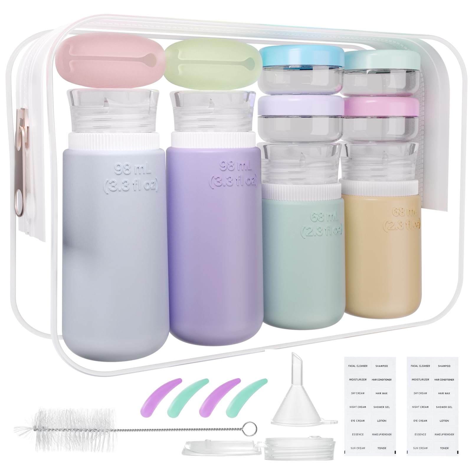 20 Pack TSA Approved Silicone Travel Bottles Set - Leak Proof Toiletry Containers for Shampoo, Conditioner & Lotion | Portable Cosmetic Storage for Vacation, Gym & Air Travel Essentials