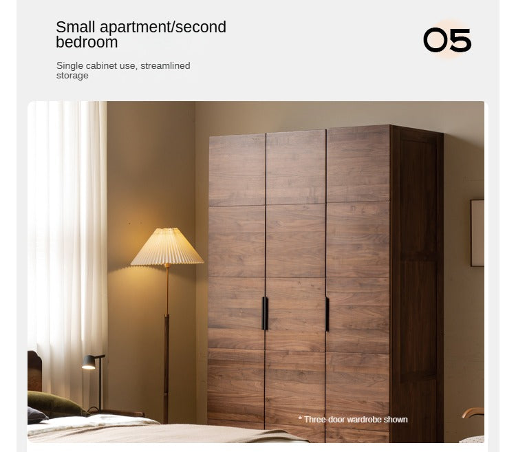 Premium Black Walnut Solid Wood Wardrobe & Storage Cabinet - Spacious Closet Organizer for Bedroom, Living Room, and Office