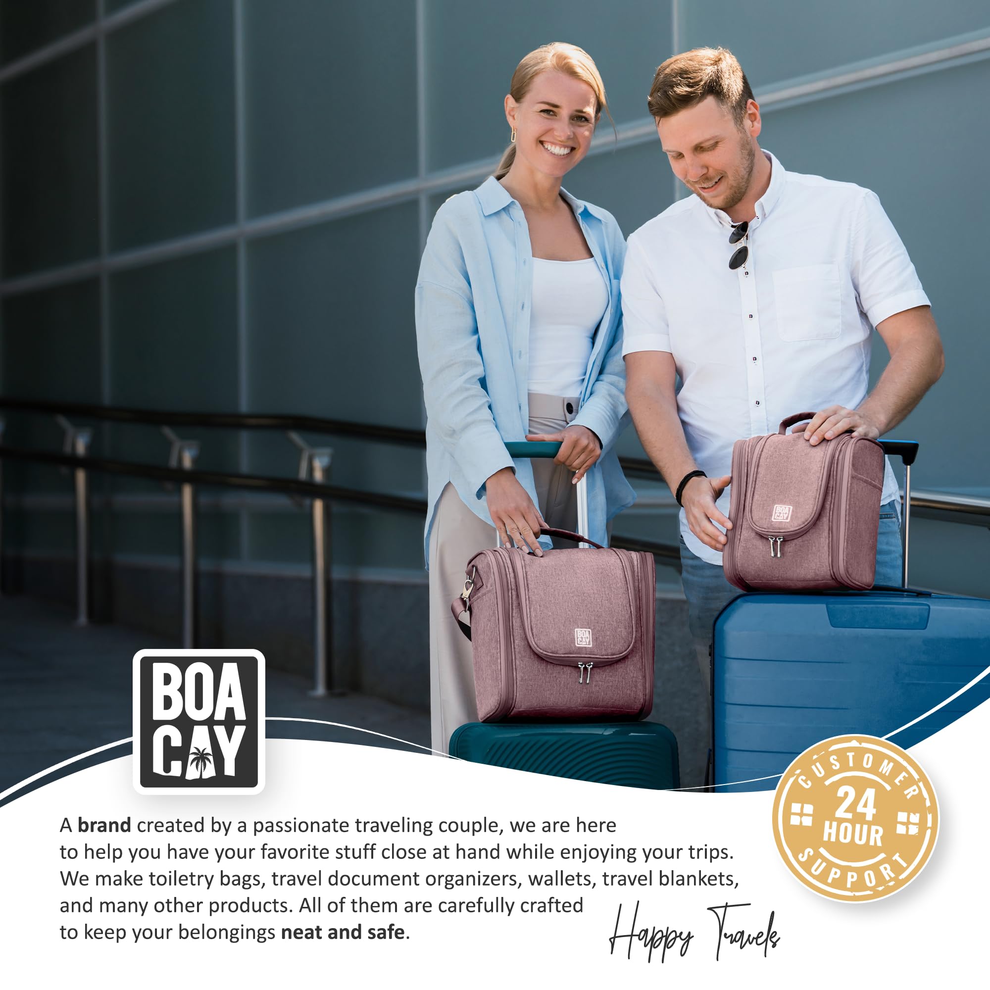 BOACAY Hanging Travel Toiletry Bag for Women & Men - Waterproof Cosmetic Organizer with Hooks for Makeup, Shampoo, Skincare | Perfect for Bathroom, Camping & Airplane Travel Essentials