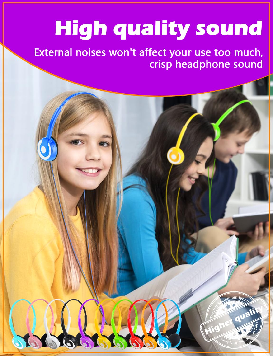 20 Pack Kids Headphones Bulk for Classroom - 3.5mm Jack Wired Headphones for School Students, Children & Teens (10 Mixed Colors) - Durable Headphones for Learning, Online Classes & Homeschooling