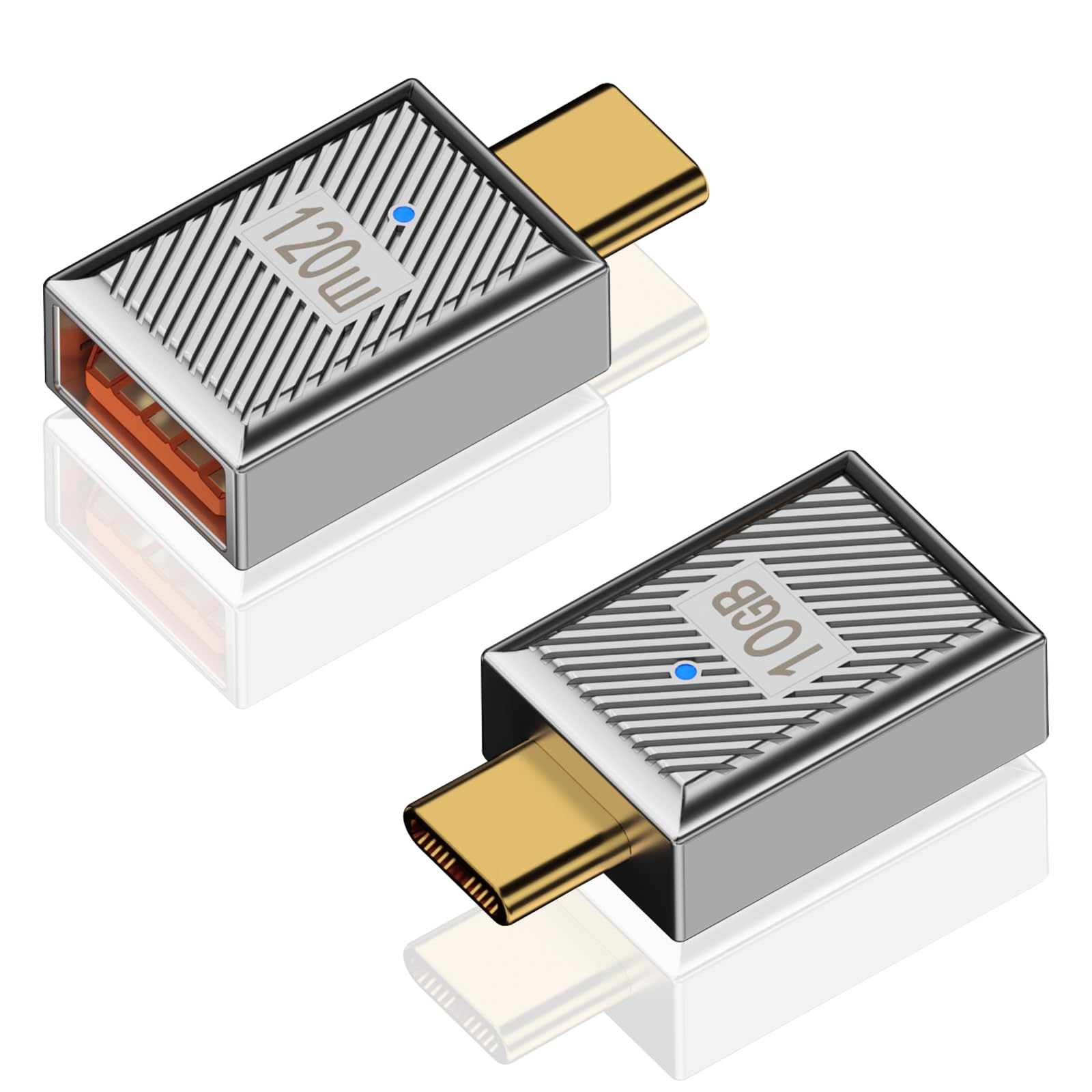 Duttek USB Female to USB C Male Adapter 2 Pack - USB 3.1 Type C to USB A Converter, 10Gbps High Speed & 120W Fast Charging, Zinc Alloy OTG Adapter for Laptop, PC, MacBook, Phone, Tablet - Perfect for Data Transfer & Charging